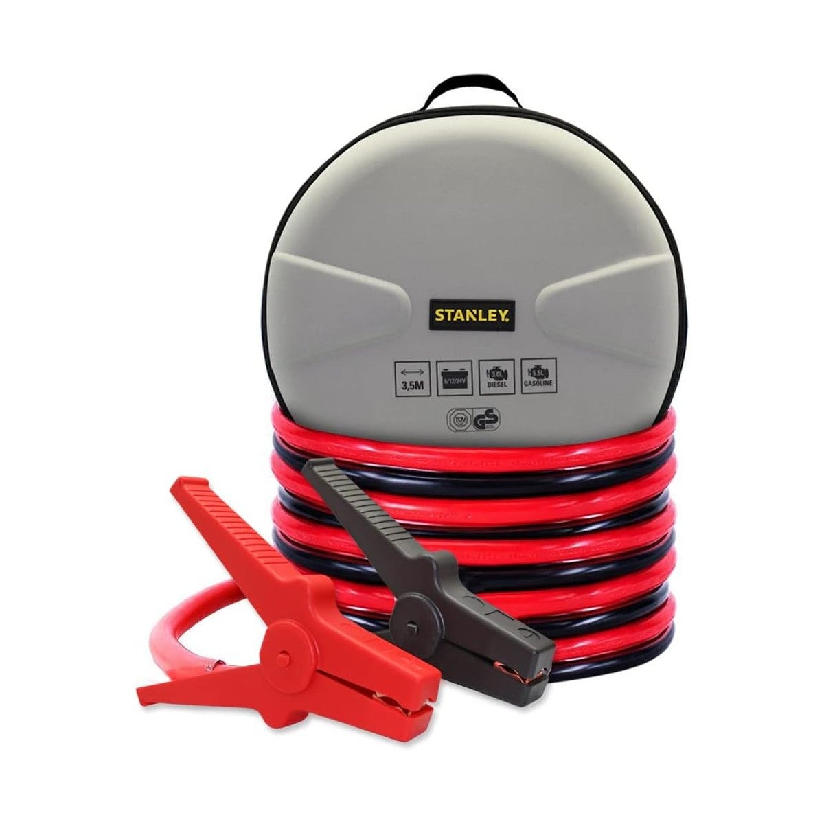 Jeu de câbles de démarrage pour moteurs essence et diesel, 12/24 V, avec pinces isolées, sac de transport, certifié TUV/GS/DIN, 25 mm², plastique, 3 m | Leroy Merlin