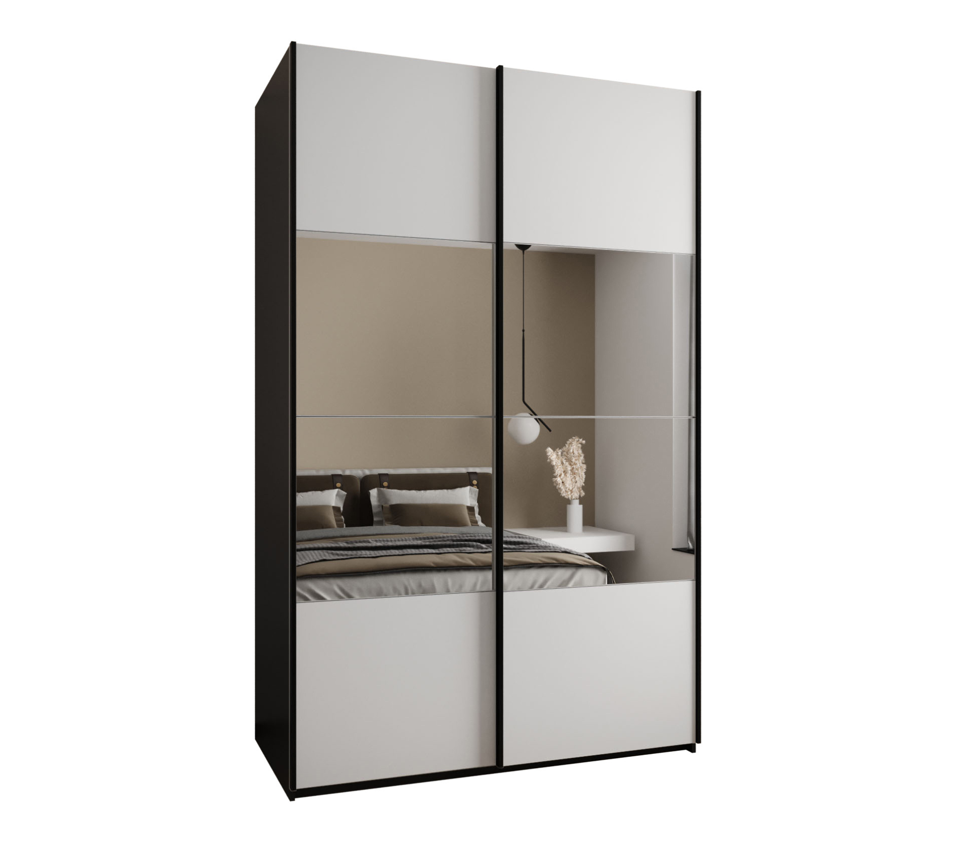 Szafa przesuwna wysoka Lux 4 160 x 64 x 245,5 cm czarny + biały + u. czarny - Abiks Meble