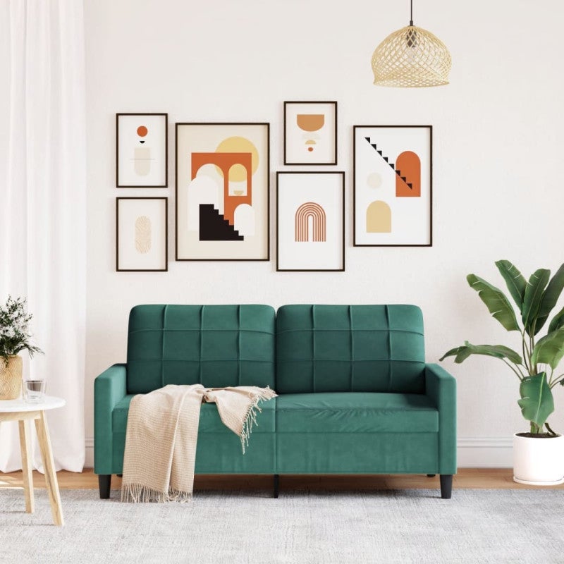 Divano a 2 Posti Verde Scuro 140 cm in Velluto vidaXL - 3