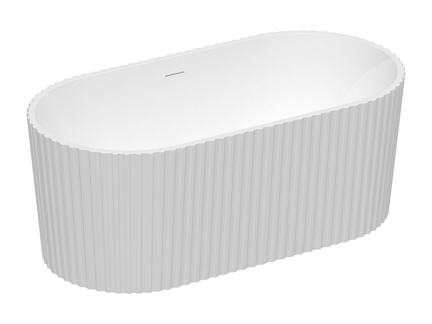 Bañera exenta estriada - 150 x 75 x 58 cm - Acrílico - Blanco brillante ...