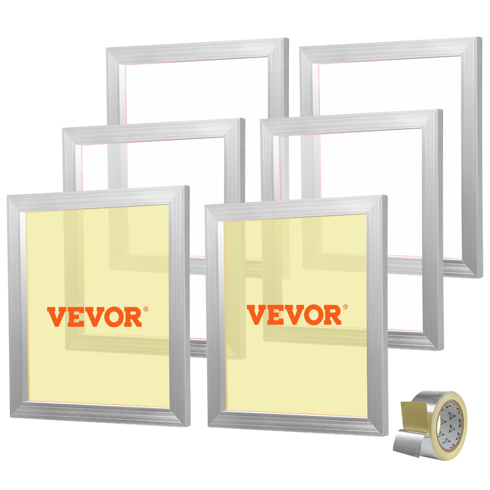 Zestaw do sitodruku, 6 szt. aluminiowych ramek do sitodruku, ramka do sitodruku 18 x 20 cali z siatką 160, nylonową siatką o wysokim napięciu i VEVOR