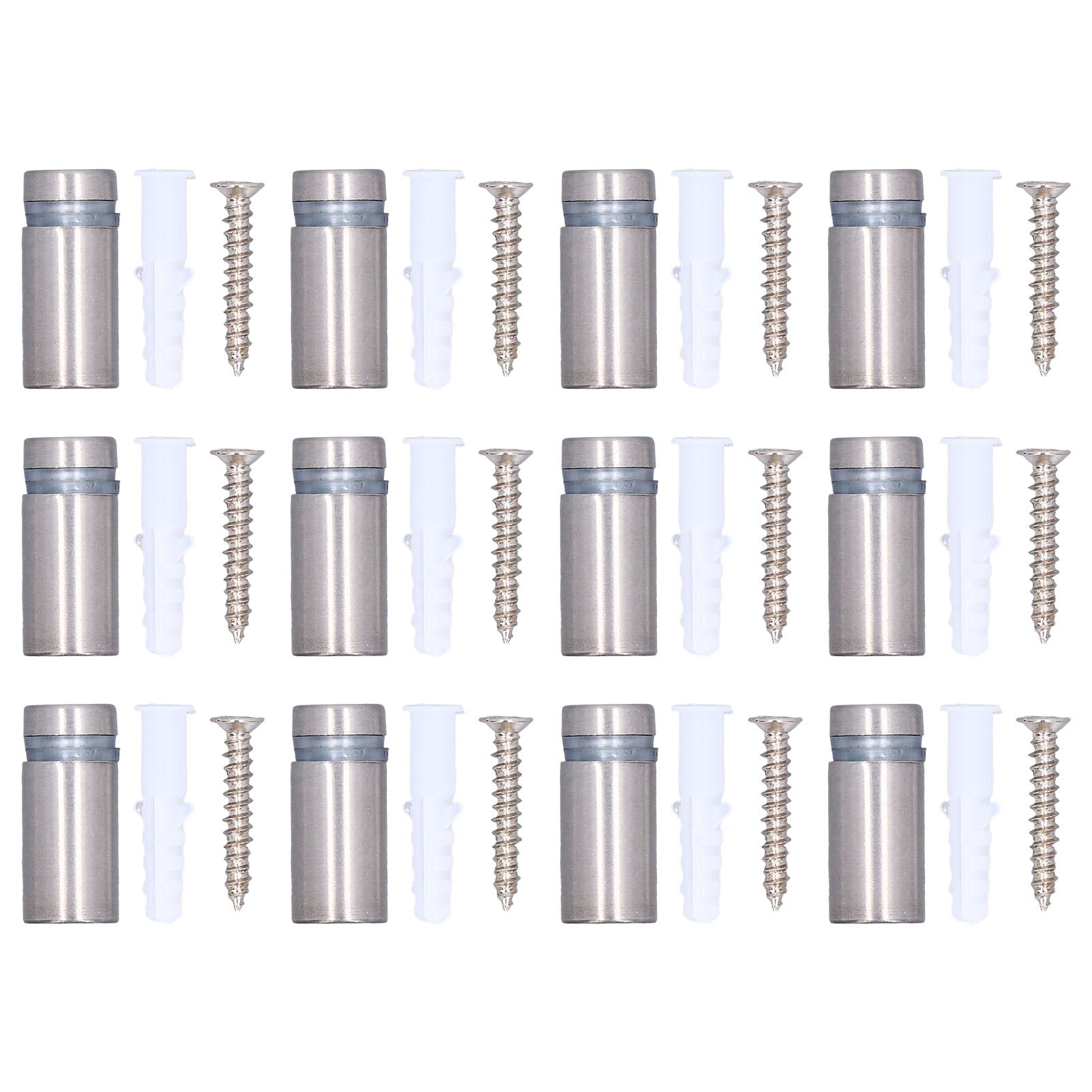 12 entretoises murales inox brossé 1/2″×1″, fixations pour panneaux acryliques - 2
