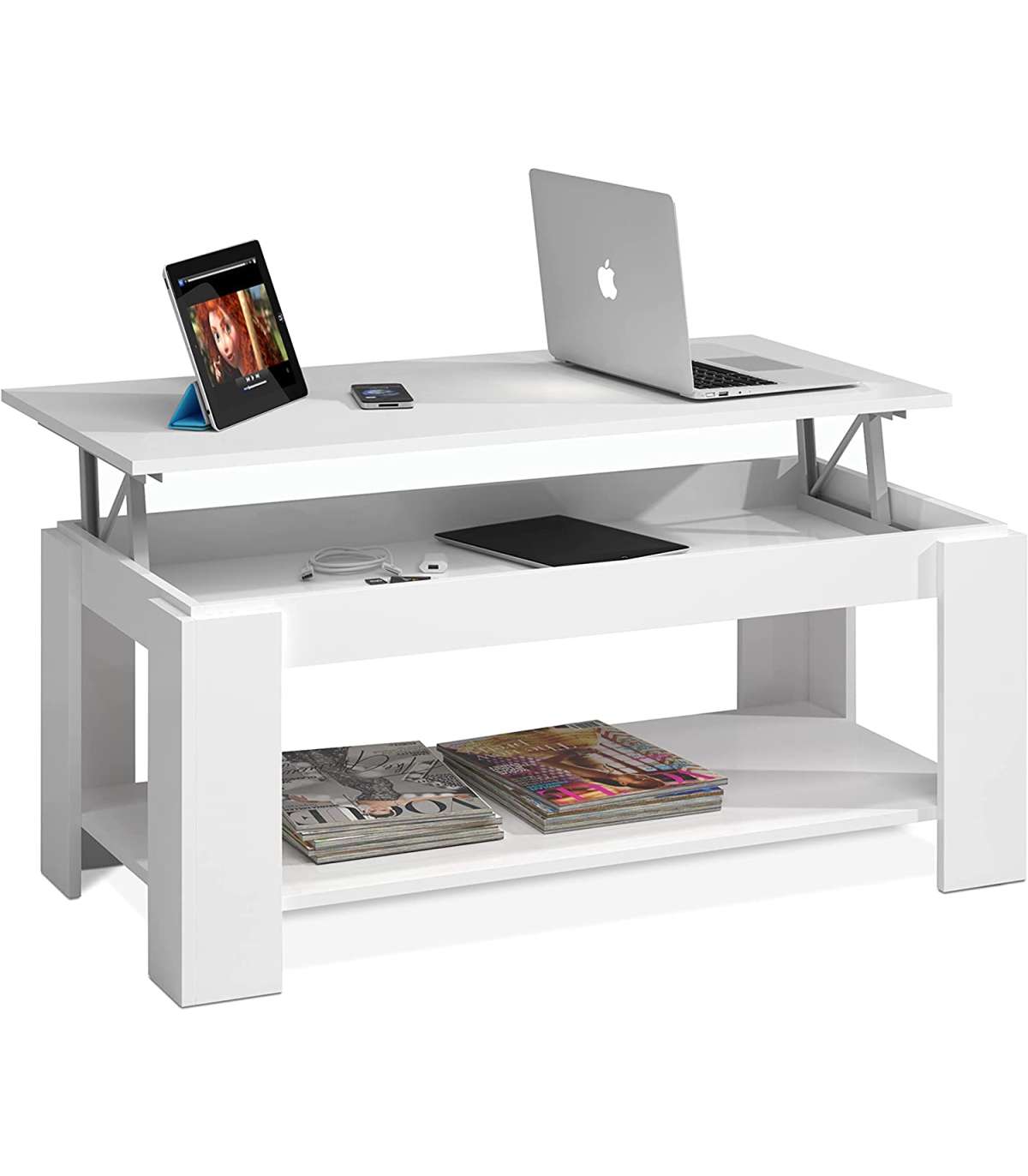 Frs Mesa Centro Elevable Arboleas Funcional Y Moderna Para Salón Blanco , Leroy Merlin