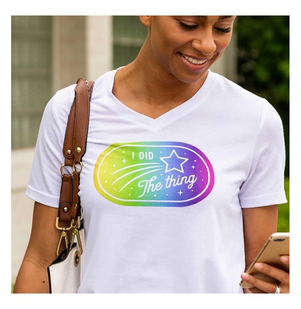 Maglietta bianca da donna con inchiostro infusibile Cricut (S