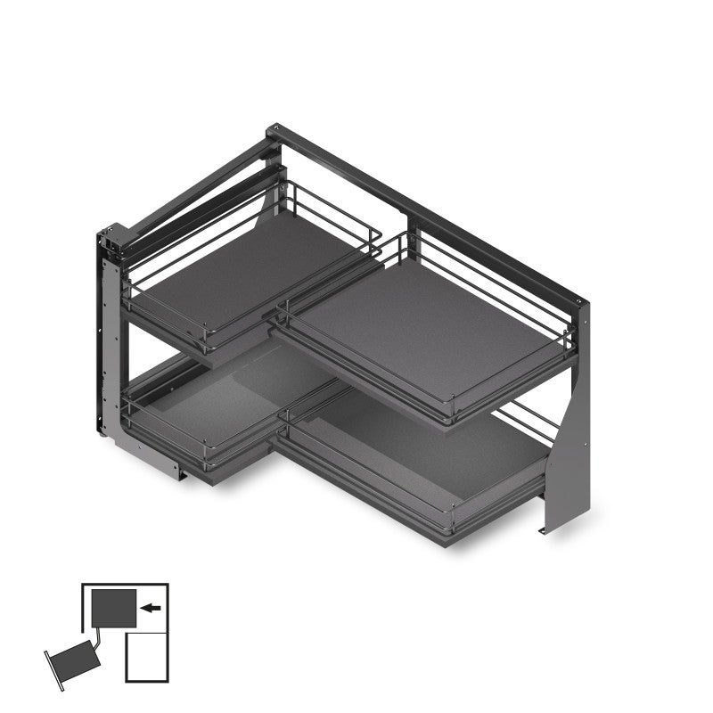 Emuca Angle extractible pour meubles de cuisine Titane, ouverture à gauche, acier et bois, gris anthracite - 2