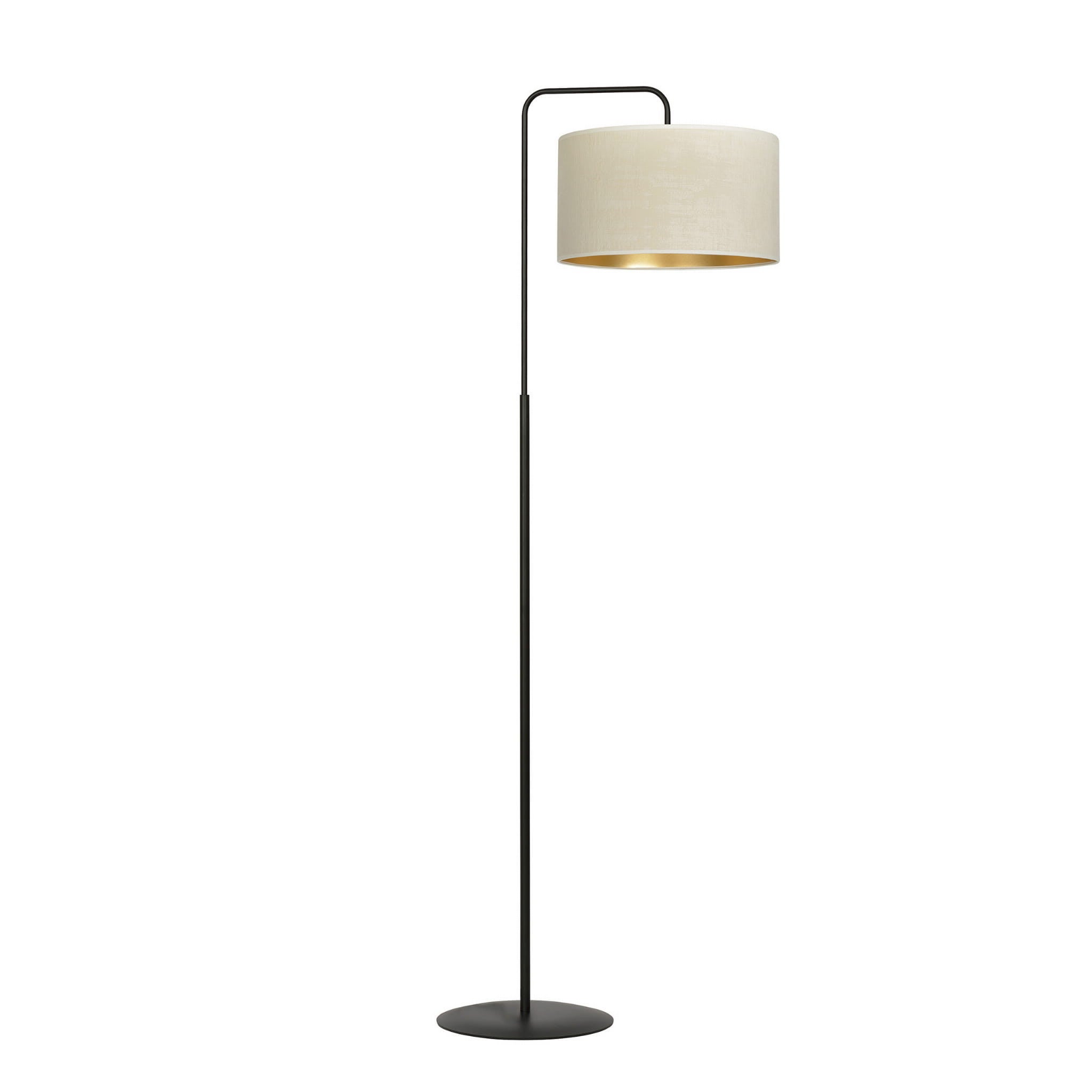 Lampa podłogowa stojąca Hilde czarno-beżowo-złota 1xE27x15W wym: 150 x 50 x 35 cm tkanina Emibig