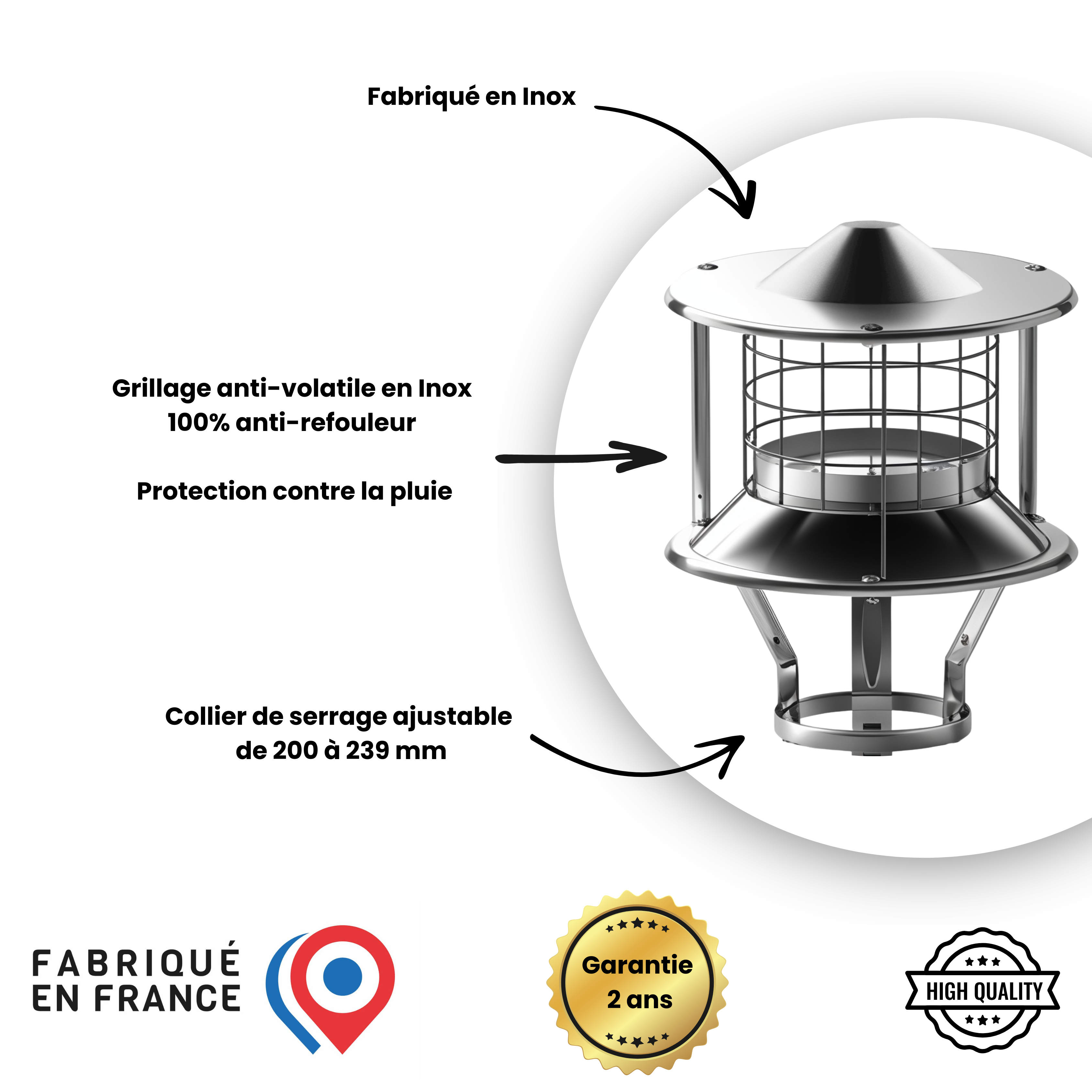 Revêtement De Cheminée En Inox Anthracite BHS - Sur Mesure Pour Intérieur/extérieur