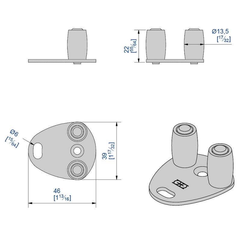 Guide sur platine à visser pour porte jusqu'à 90 kg - 2