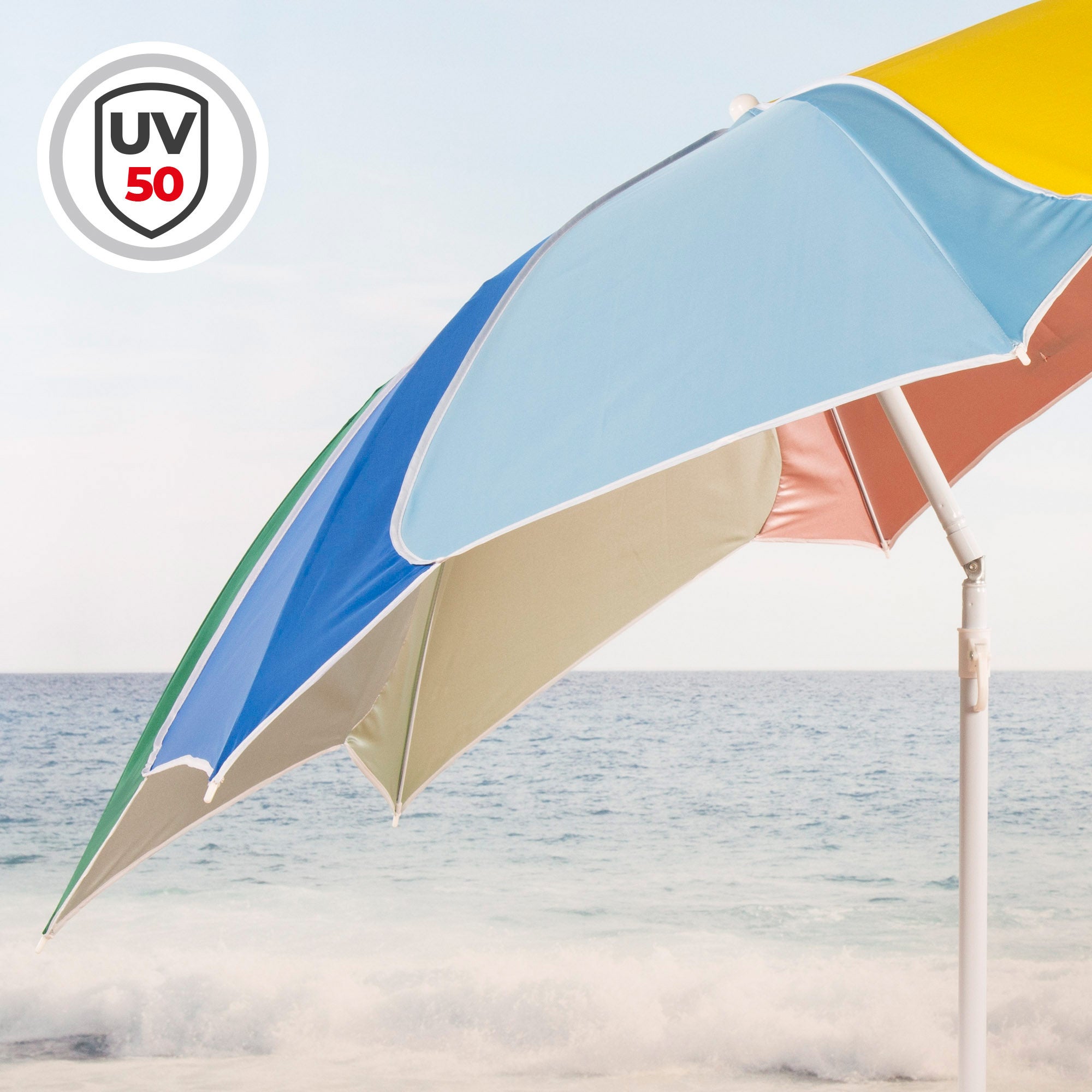 Aktive Beach Sombrilla de playa inclinable y protección UV50 multicolor D180 cm - 3
