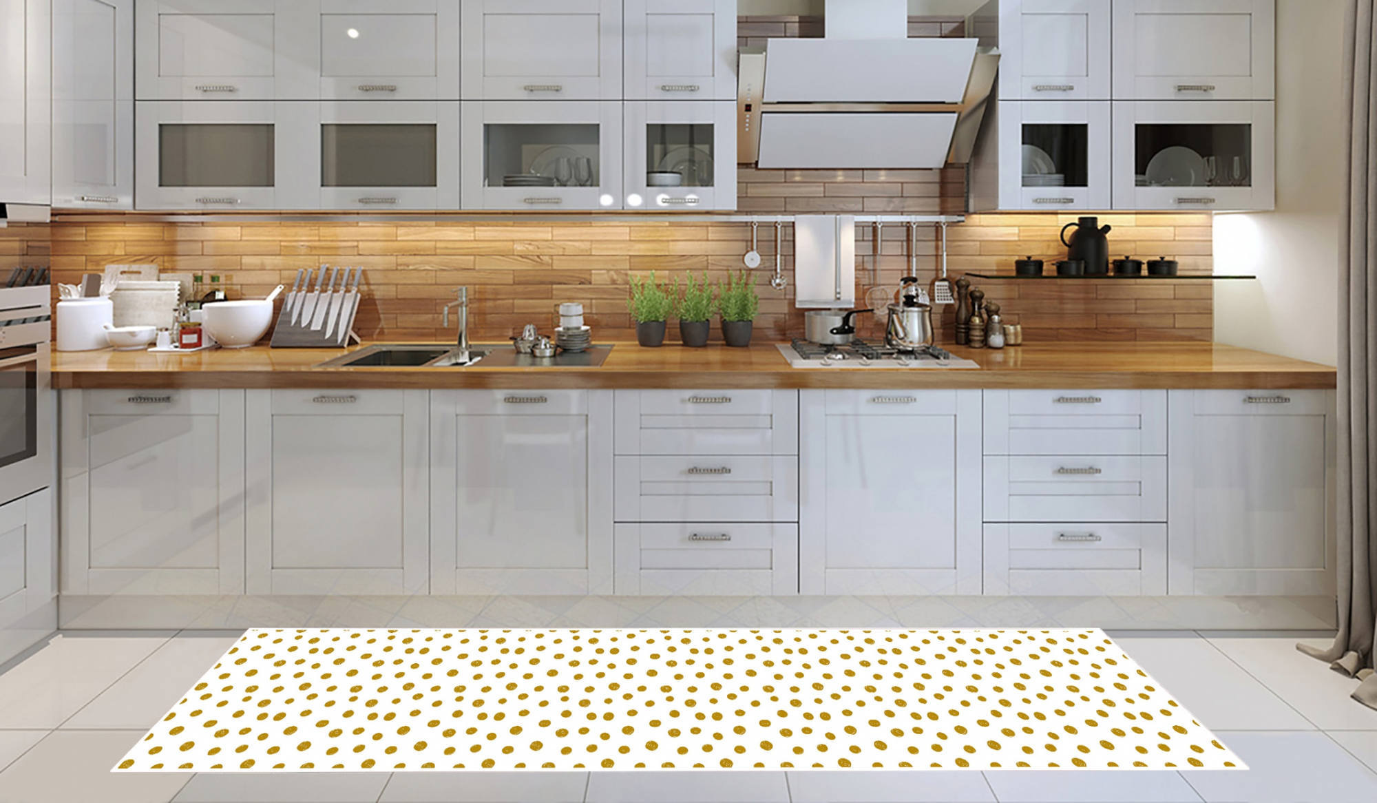 Camino de cocina, 100% made in italy, alfombra antimanchas con impresión digital, camino antideslizante y lavable, modelo areli, 240x52 cm
