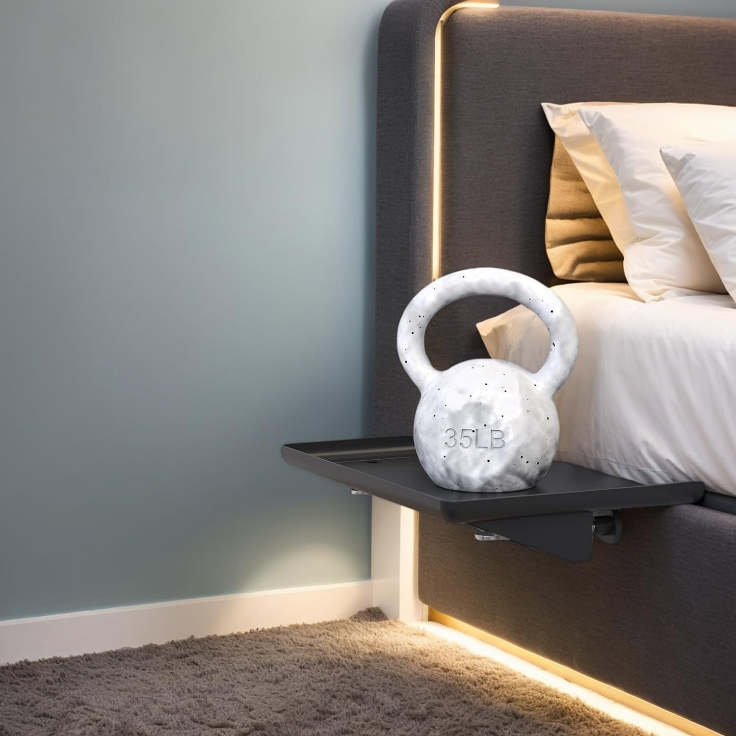 Mensola Da Comodino In Bambù Agganciabile Al Letto - Vassoio Organizer 38,5x26,5 Cm - Naturale - 2