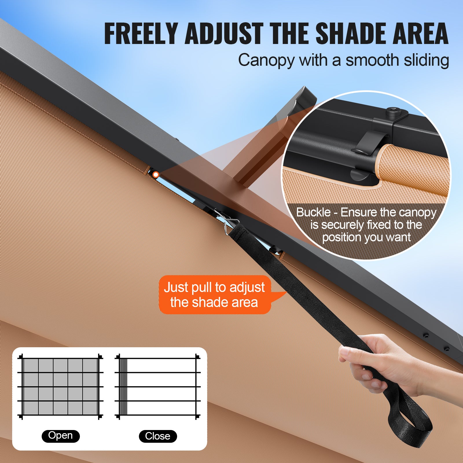 Pérgola retráctil para exteriores de 3 x 4 metros con toldo,SucceBuy de aluminio,para patio y jardín (beige) - 6