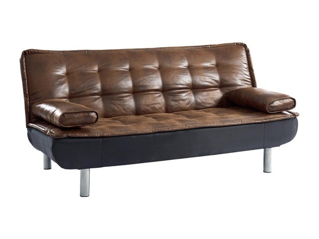 Divano Letto Clic Clac 3 Posti Con Contenitore - Tessuto Canapa Beige 82x210cm