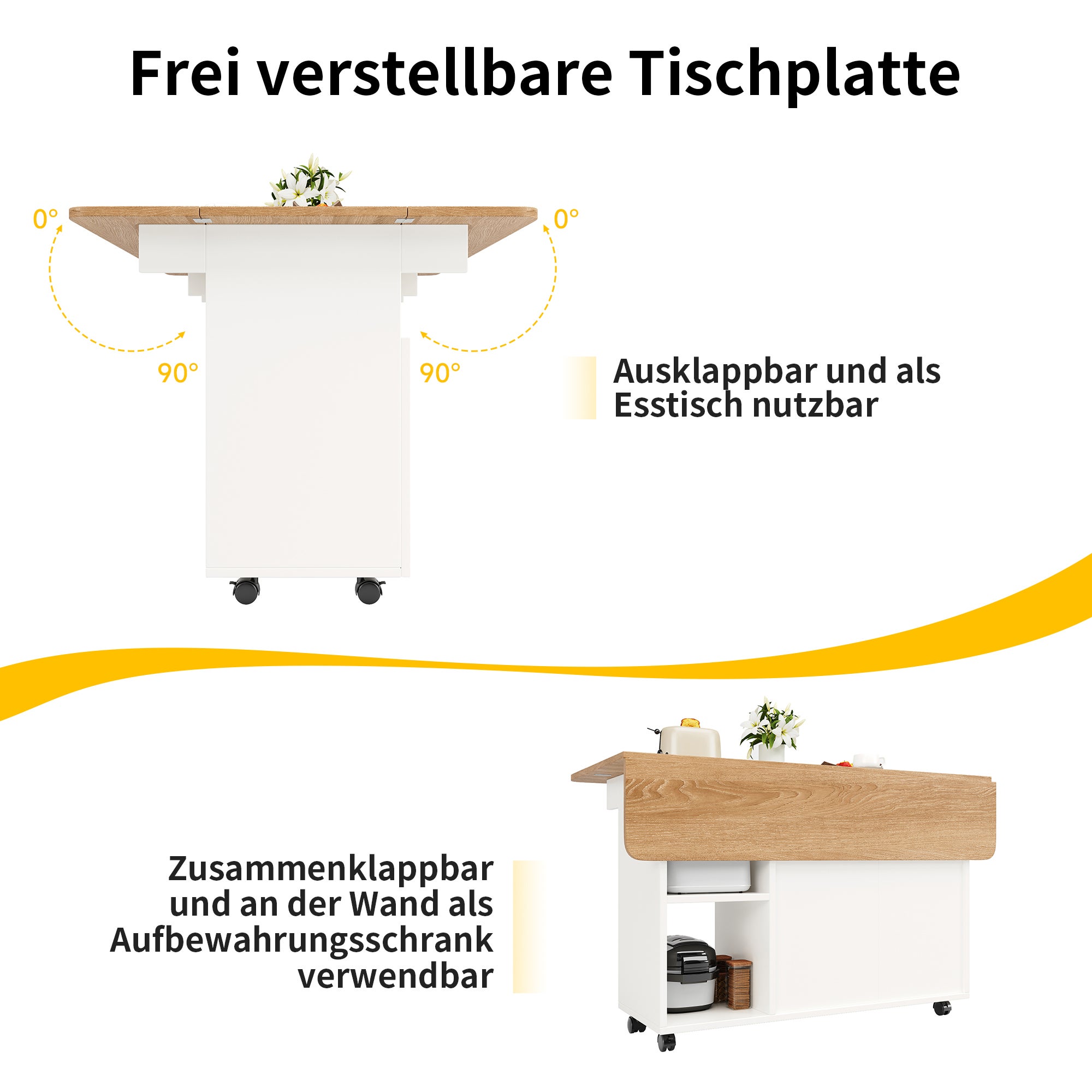 Îlot de cuisine 120x30x79,5 cm, desserte de cuisine avec rangements, buffet, table de salle à manger multifonction, MDF, blanc - 8