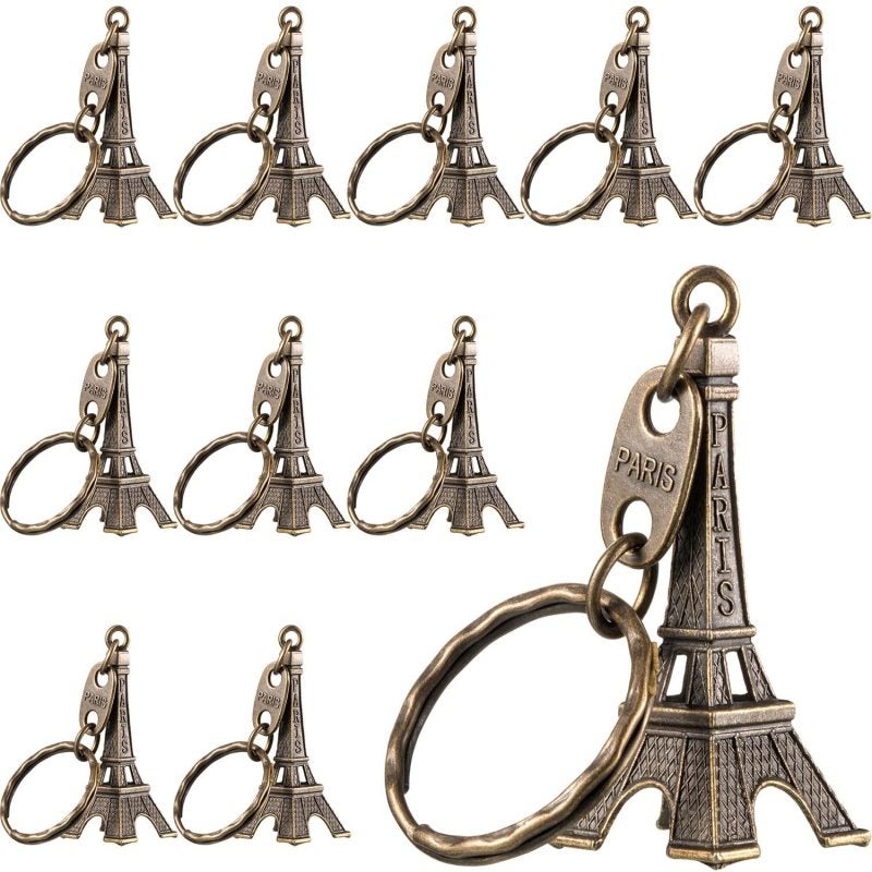 Lot De 12 Porte-clés Tour Eiffel – Souvenir Français Argenté – Décoration Rétro – Cadeau Pour Amis Et Famille