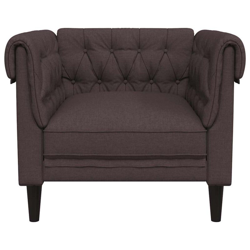 Poltrona Chesterfield Marrone Scuro in Tessuto vidaXL - 4