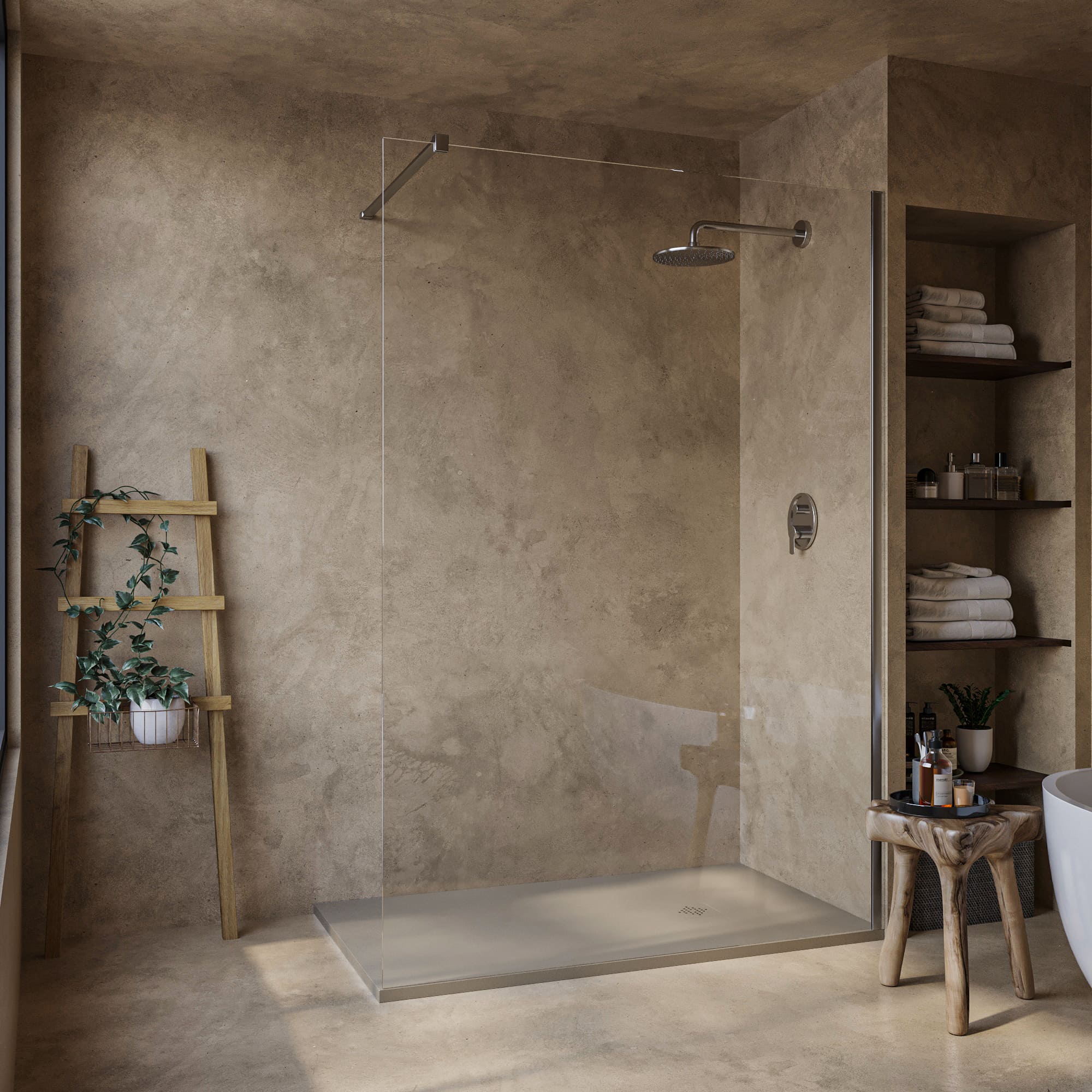 SOULHOME Brodzik prysznicowy– Żywica– Gel Coat– Gładka/Kamienna tekstura – Antypoślizgowy – Kolor Moka – 130x80- Niski 3 cm– SAME