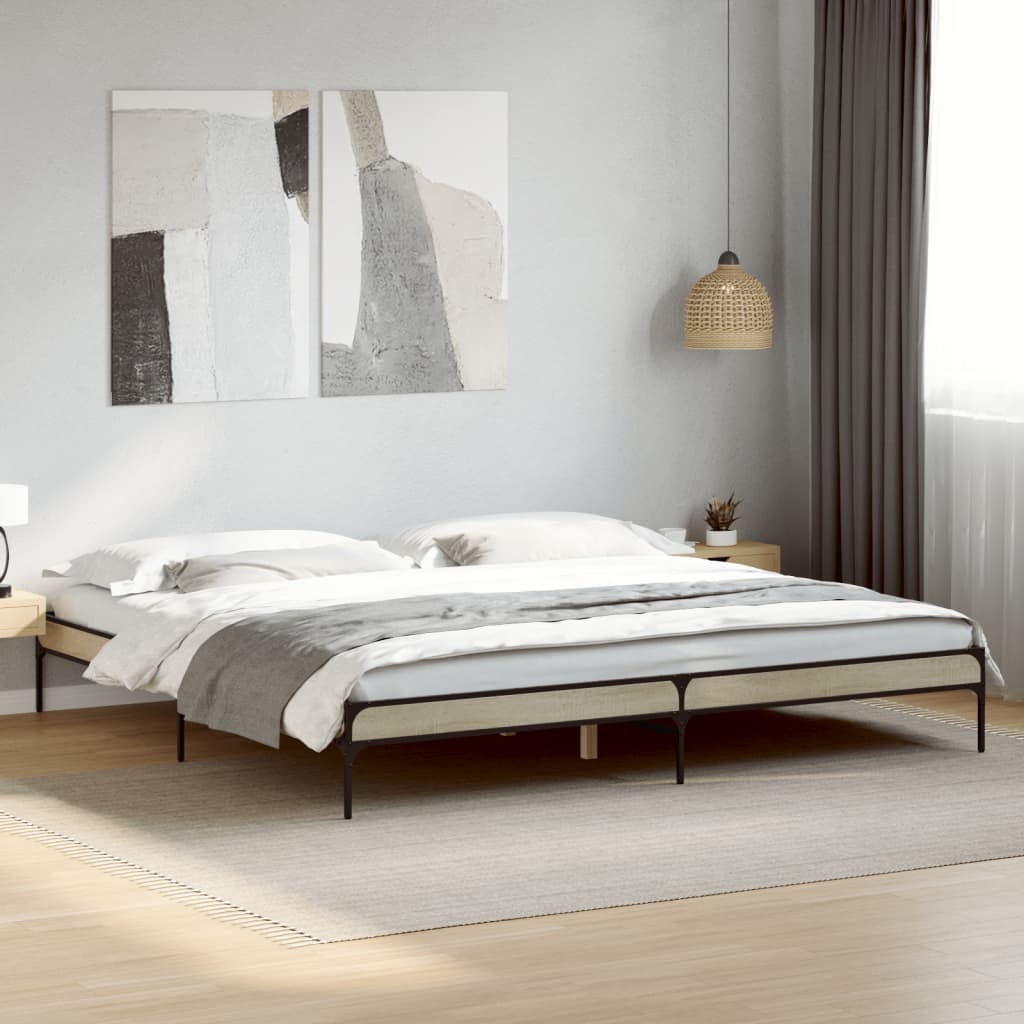 Struttura letto rovere Sonoma 180x200 cm multistrato e metallo | Leroy ...