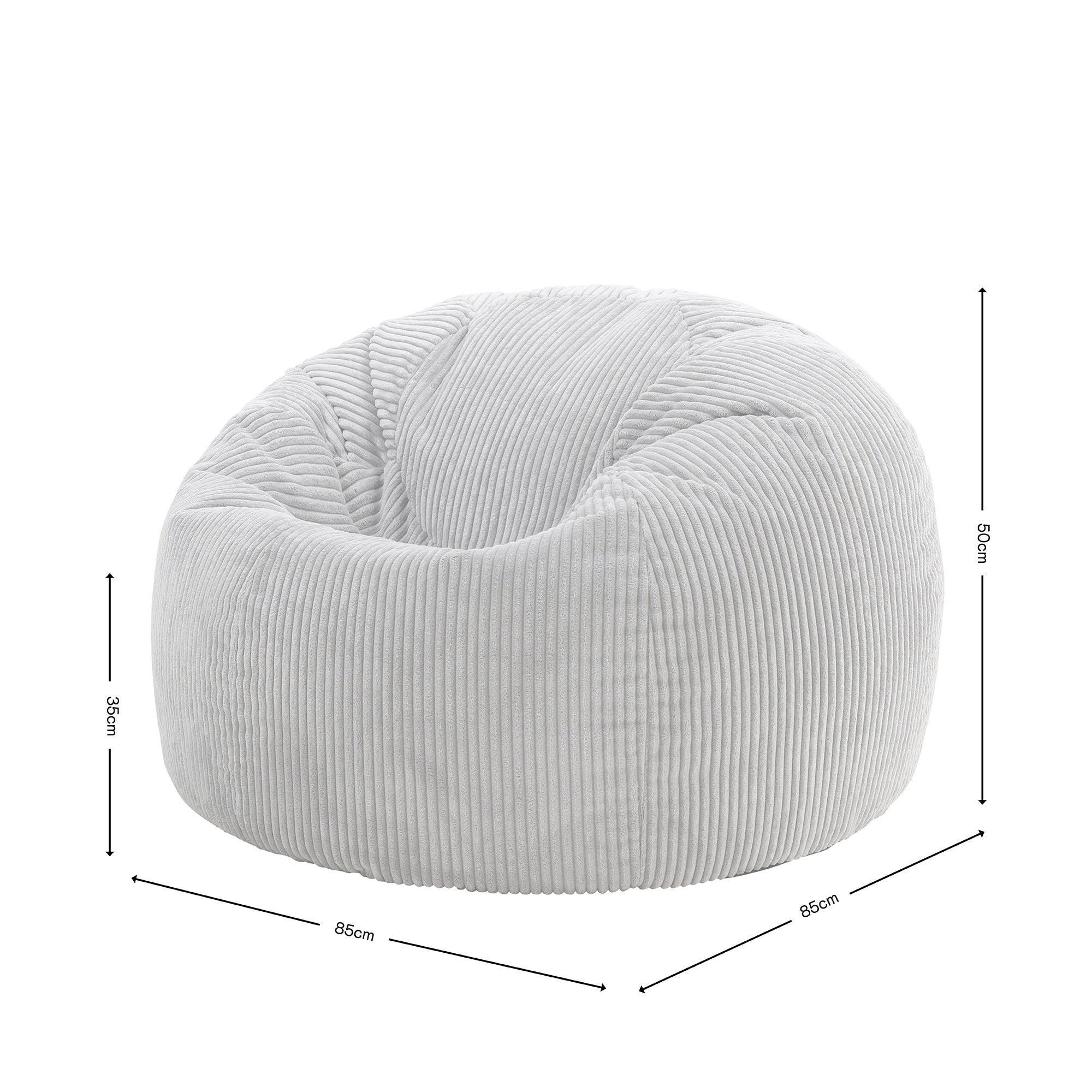 Lot de 2 poufs fauteuil Icon velours côtelé beige galet, salon, chambre, 85x85cm ,Made in Allemagne, Oeko-Tex® - 7