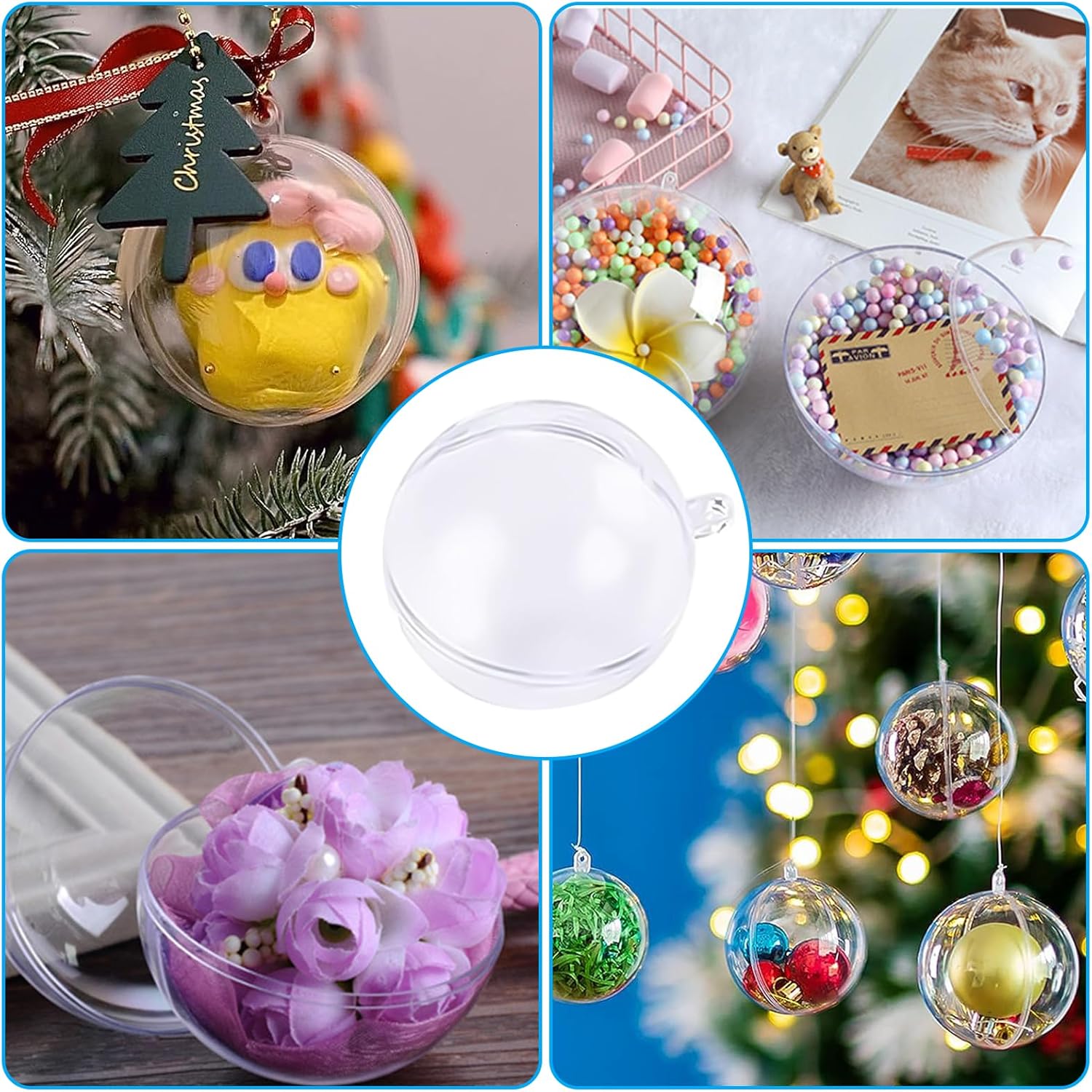 40 Pcs Boule Plastique Transparente, Boule Transparente a Remplir, pour Mariages, Noël, Décoration de Maison (3cm, 4cm, 5cm, 6cm) - 4