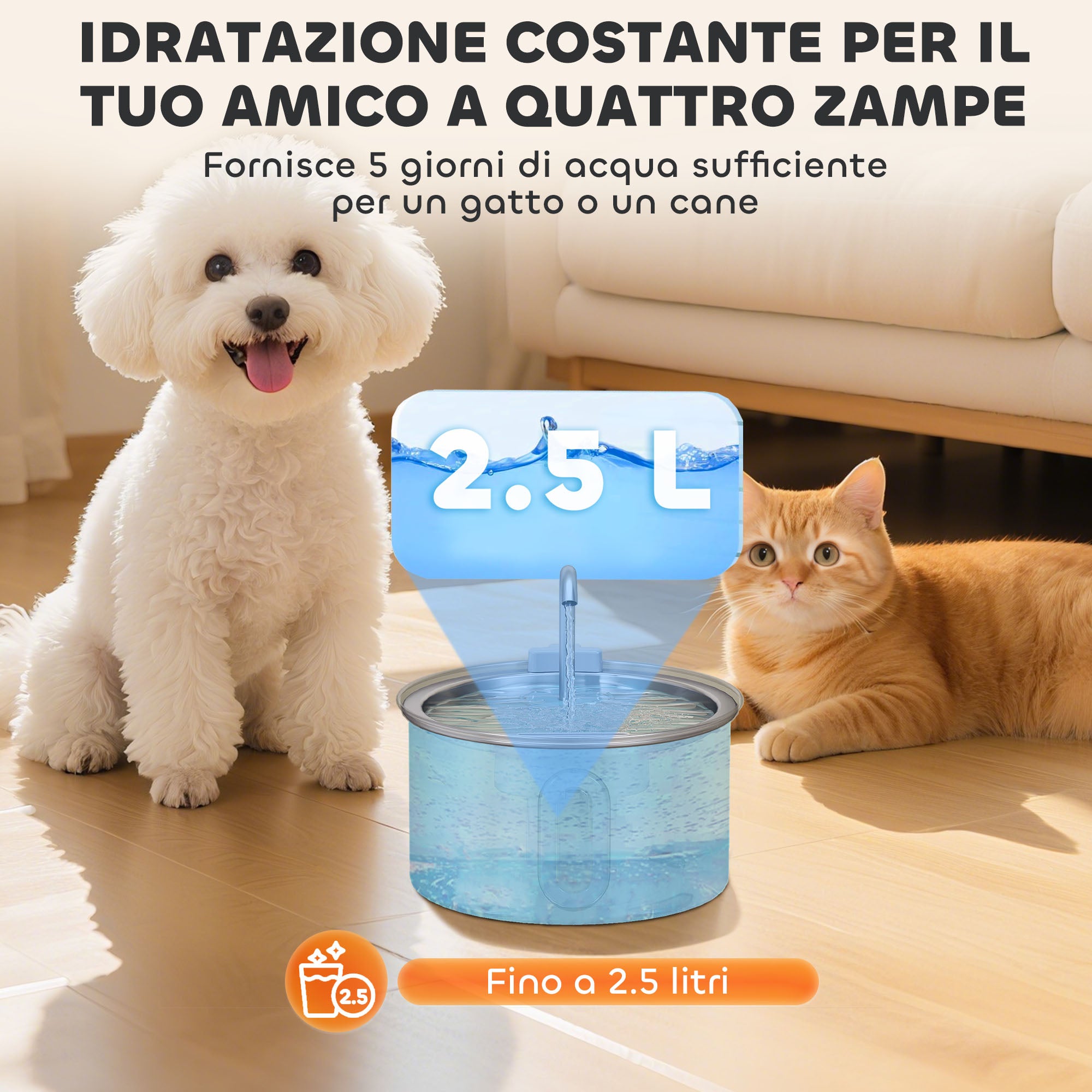 Fontaine à eau pour chat avec lumière LED, brosse et 2 jets d'eau, en acier inoxydable 304, 19,4 x 19,4 x 18,7 cm, argent - 8