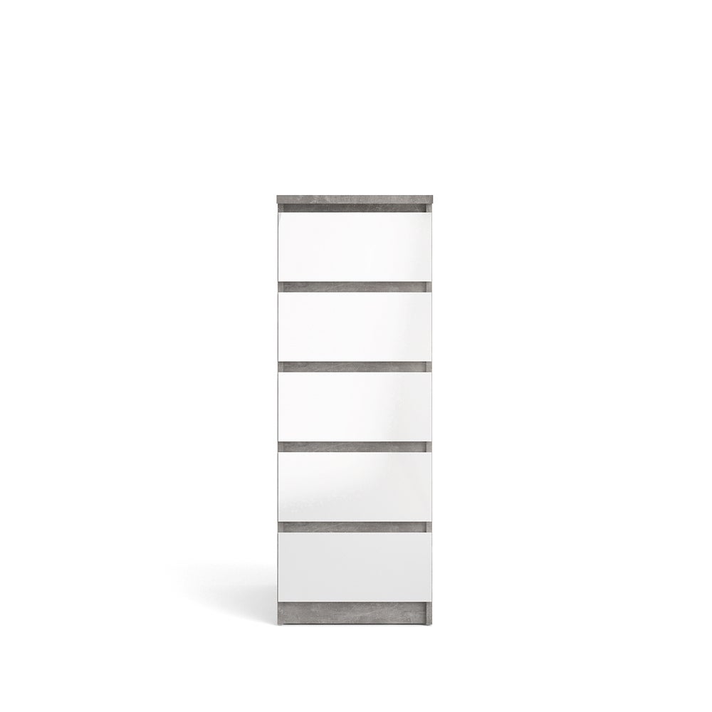 Komoda Tvilum NAIA, model 76233GXUU, kolory Cement Oxide i Glossy White, dla nowoczesnego wzornictwa i praktyczności