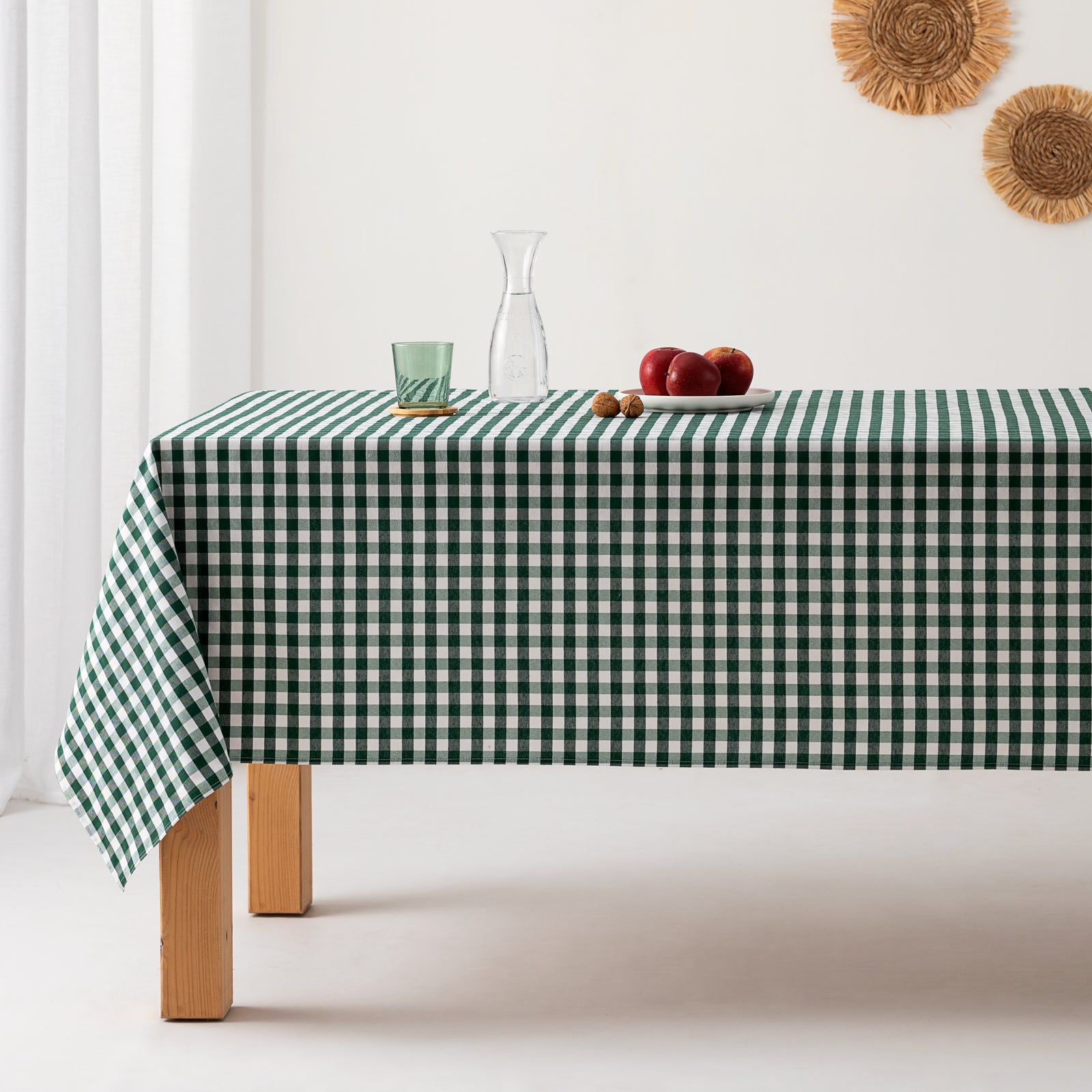 Obrus plamoodporny vichy z bawełny, miękki w dotyku, zielony 140x100 cm - 3