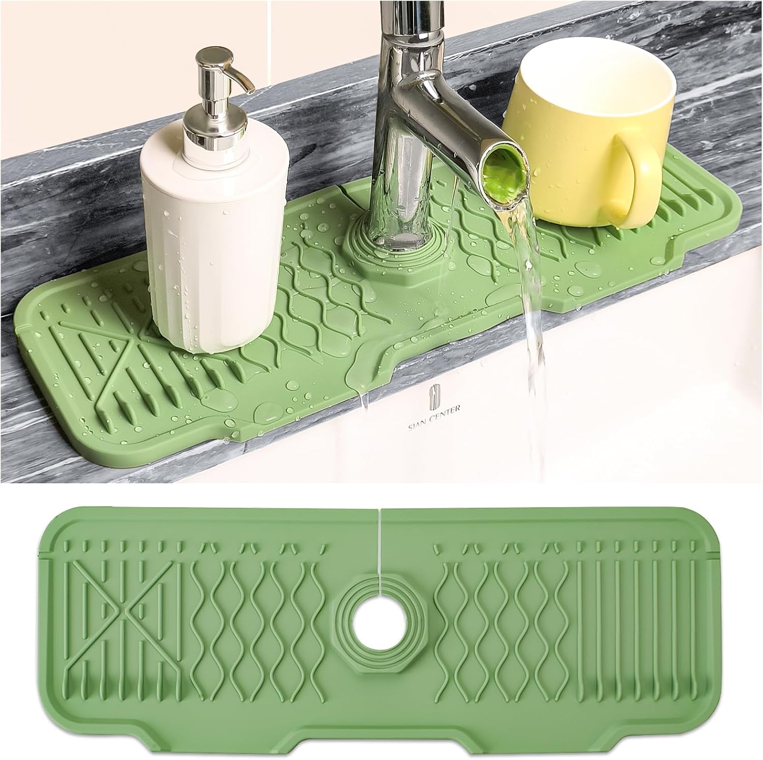 Almohadilla de silicona para grifo, protector contra salpicaduras de  fregadero, almohadilla de drenaje con pendiente de 5° (verde) | Leroy Merlin