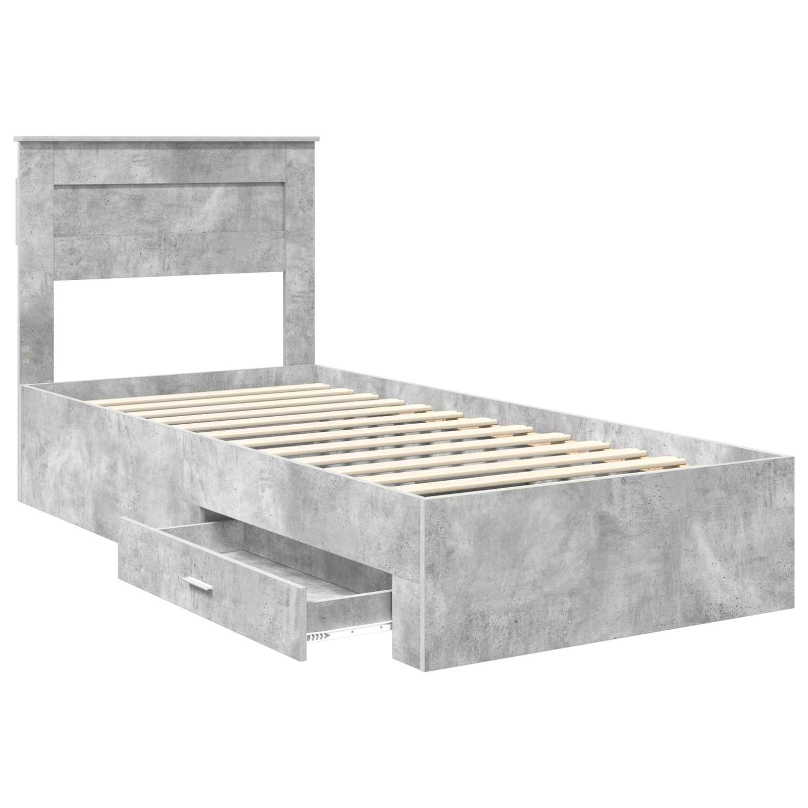 Cadre de lit en panneau de bois, gris béton et argent, pour la chambre, 75 × 190 cm - 5