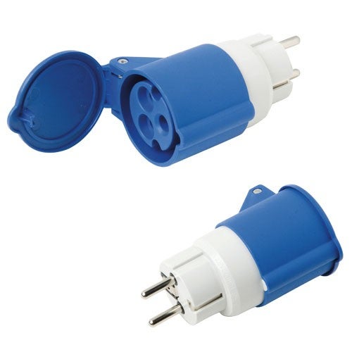 Adaptateur prise industrielle Schuko-cetac simple 2p àƒÂ couvercle