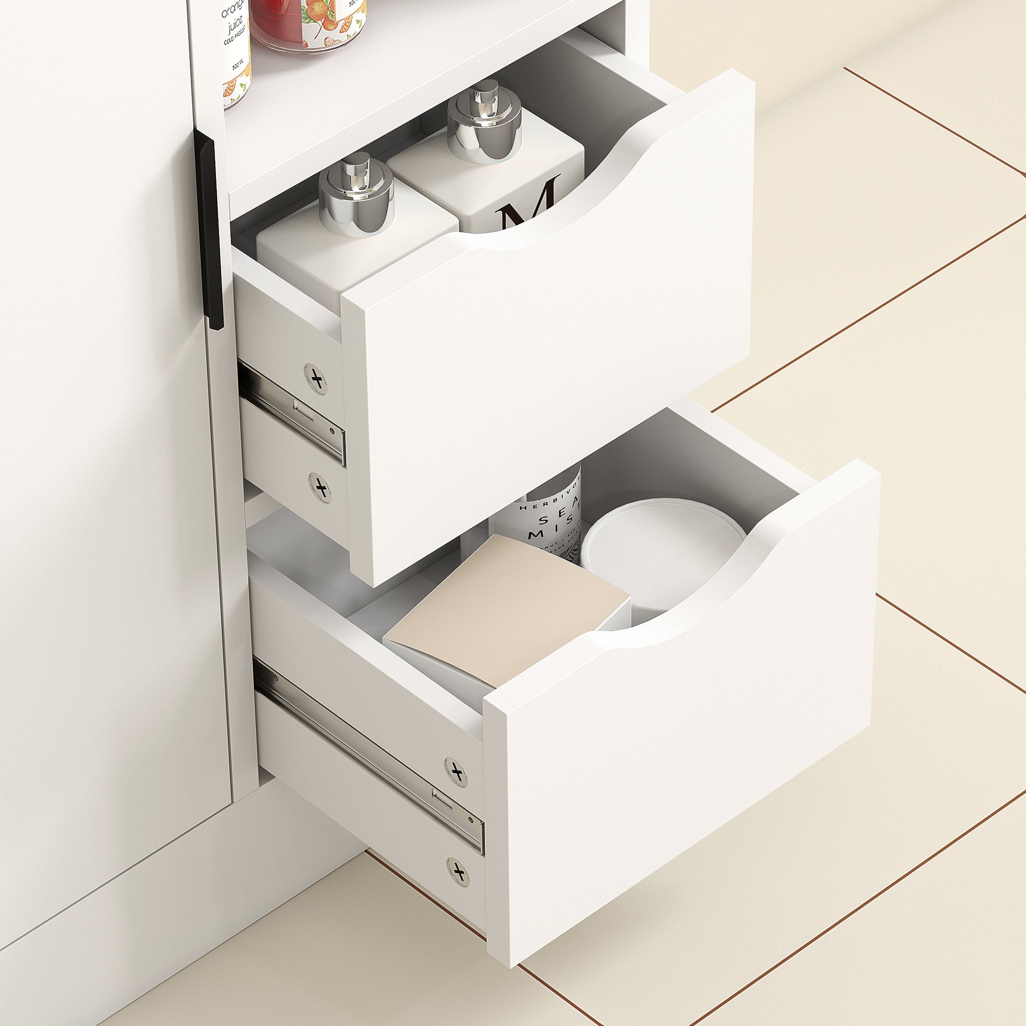 Armário Casa de Banho HOMCOM Melamina de Madeira Branco 50x25x100 cm 834-860V00BK - 5
