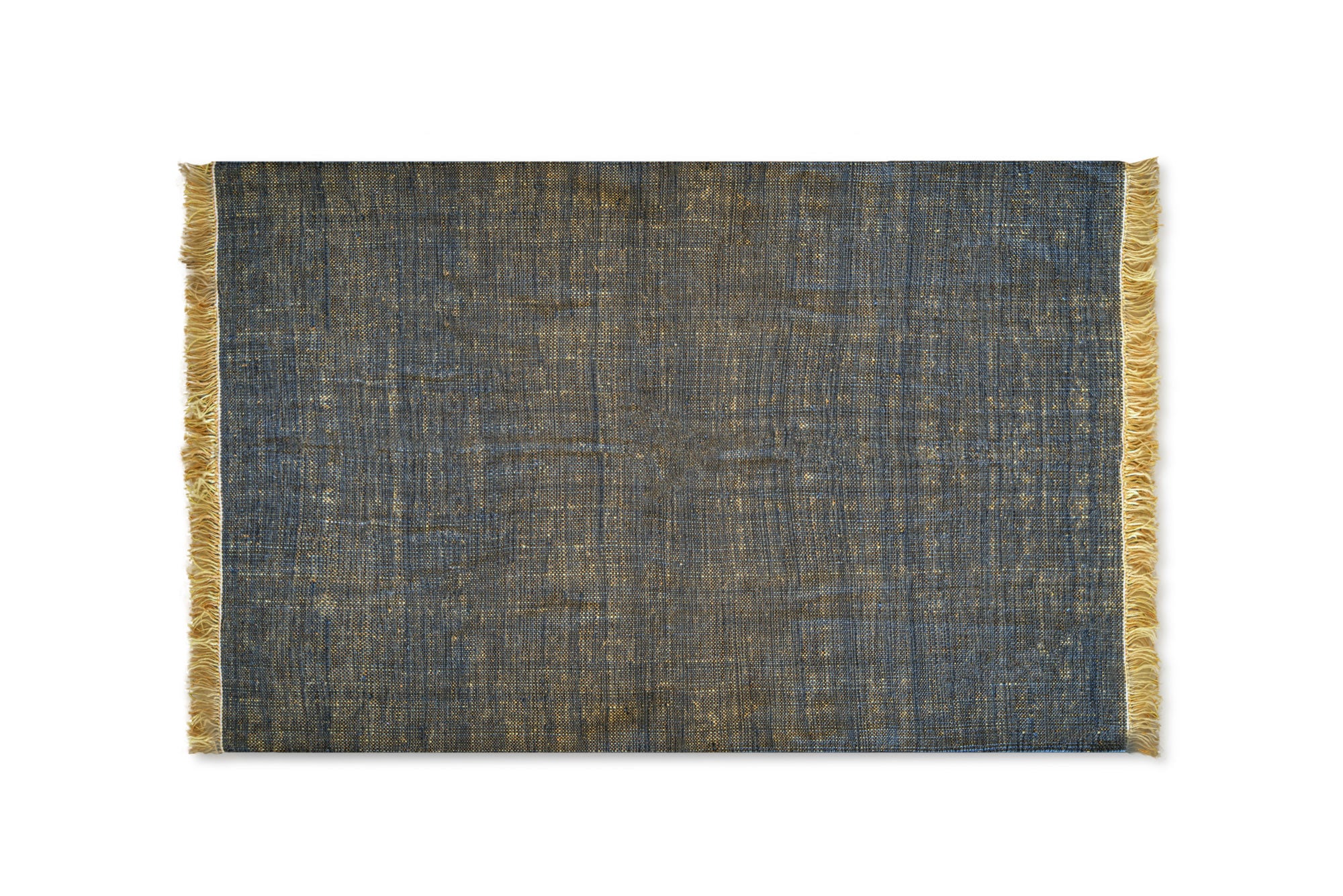 Dywan bawełniany w kolorze antracytowym z żółtymi frędzlami 175x235 cm
