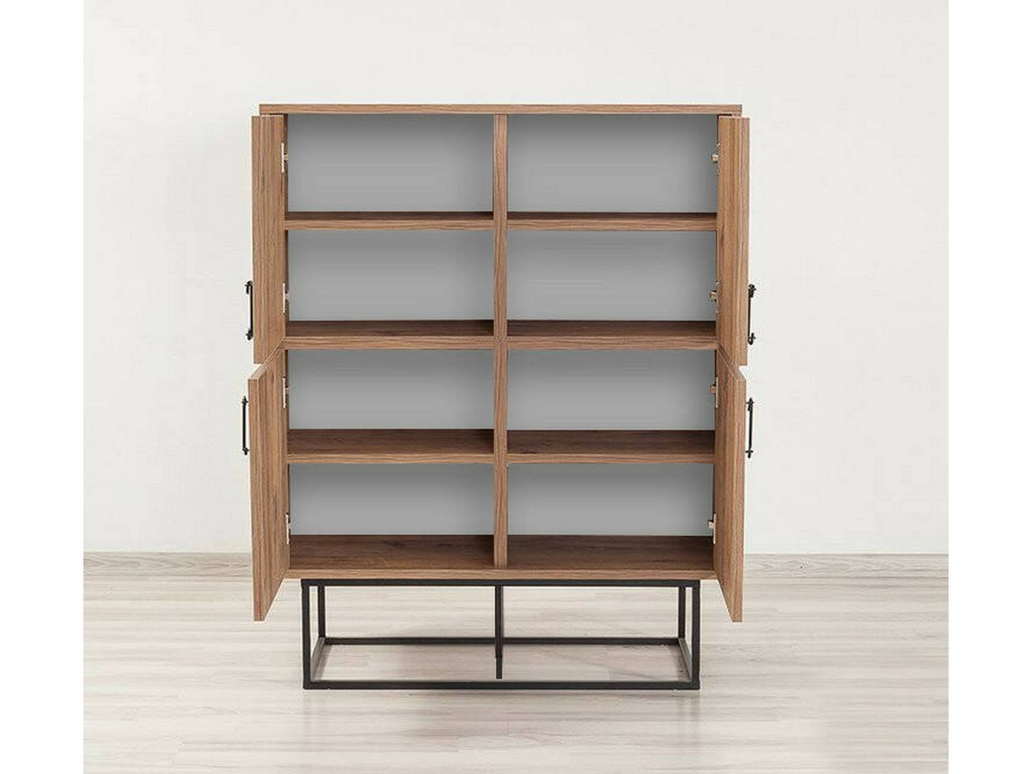 Credenza Katmandu, Buffet da soggiorno, Madia da salotto, Dispensa da cucina, 93x36h115 cm, Quercia e Nero - 6