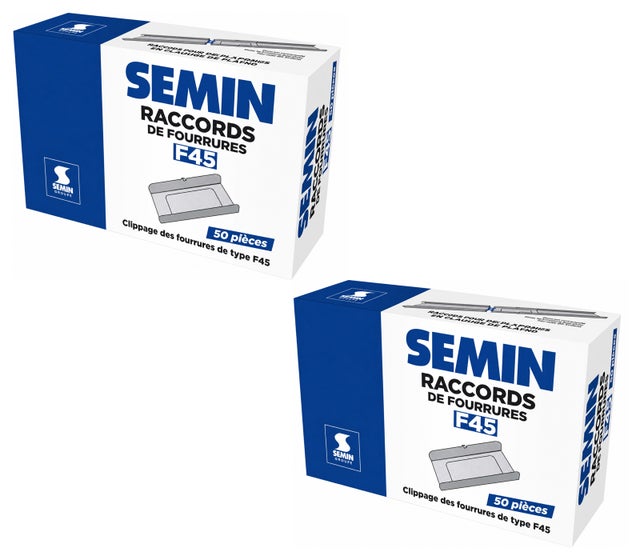 SEMIN Raccord de Fourrure RAC 45 - Boîte de 50 Pièces - Compatible Fourrures 45 et 47 mm - Jonction pour Plafond Plaque de Plâtre (Lot de 2)