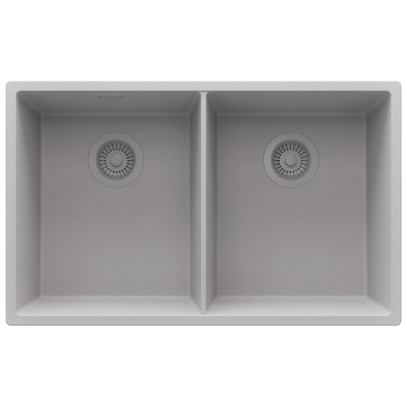 Zlewozmywak podblatowy Szary 76x47cm, Zlew Kuchenny 2 Komorowy + Syfon, do szafki od 80cm - Londyn Twin PRIMAGRAN