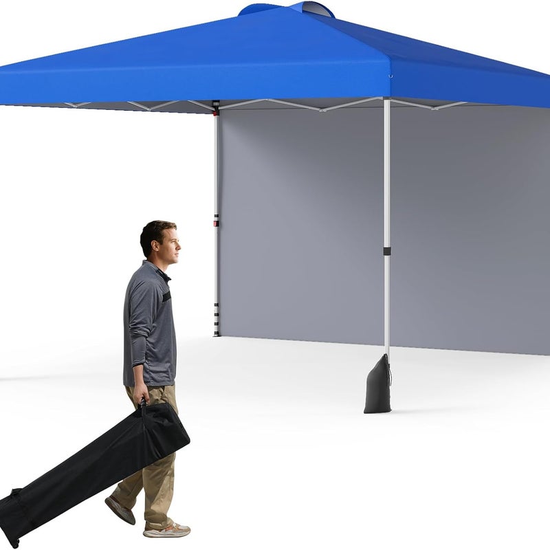 Altana Ogrodowa Zewnętrzna 3 x 3 m z Obciążnikiem, Ścianką Boczną, Torbą na Kółkach, 4 Linami/Kotwicami, 8 Kołkami (Niebieska)