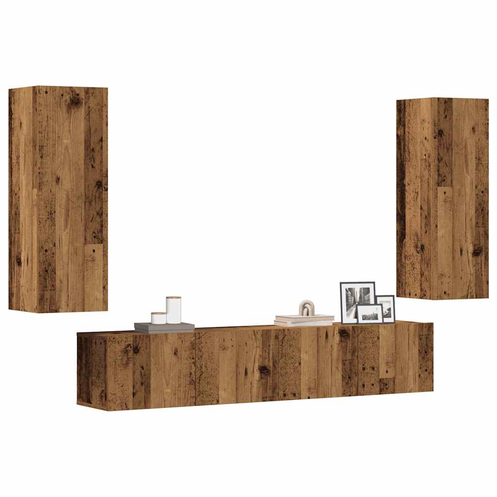 Supports D'enceintes En Bois D'ingénierie - Lot De 2 - Hauteur 80 Cm - Plateau 30x30 Cm - Remplissable De Sable - Style Vieux Bois