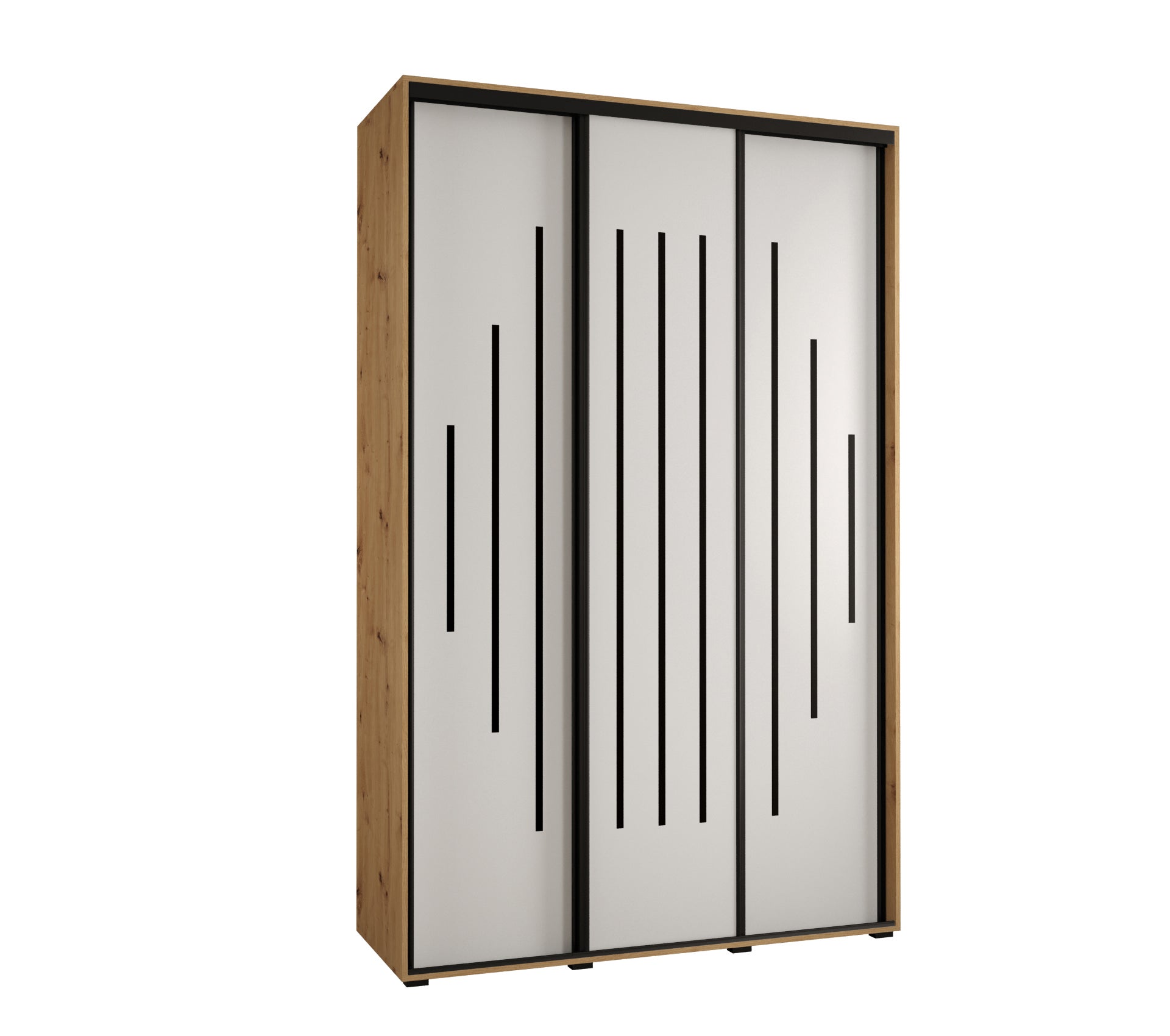 Szafa przesuwna wysoka Davos 12 150 x 60 x 235,2 cm artisan + biały + u. czarny - Abiks Meble