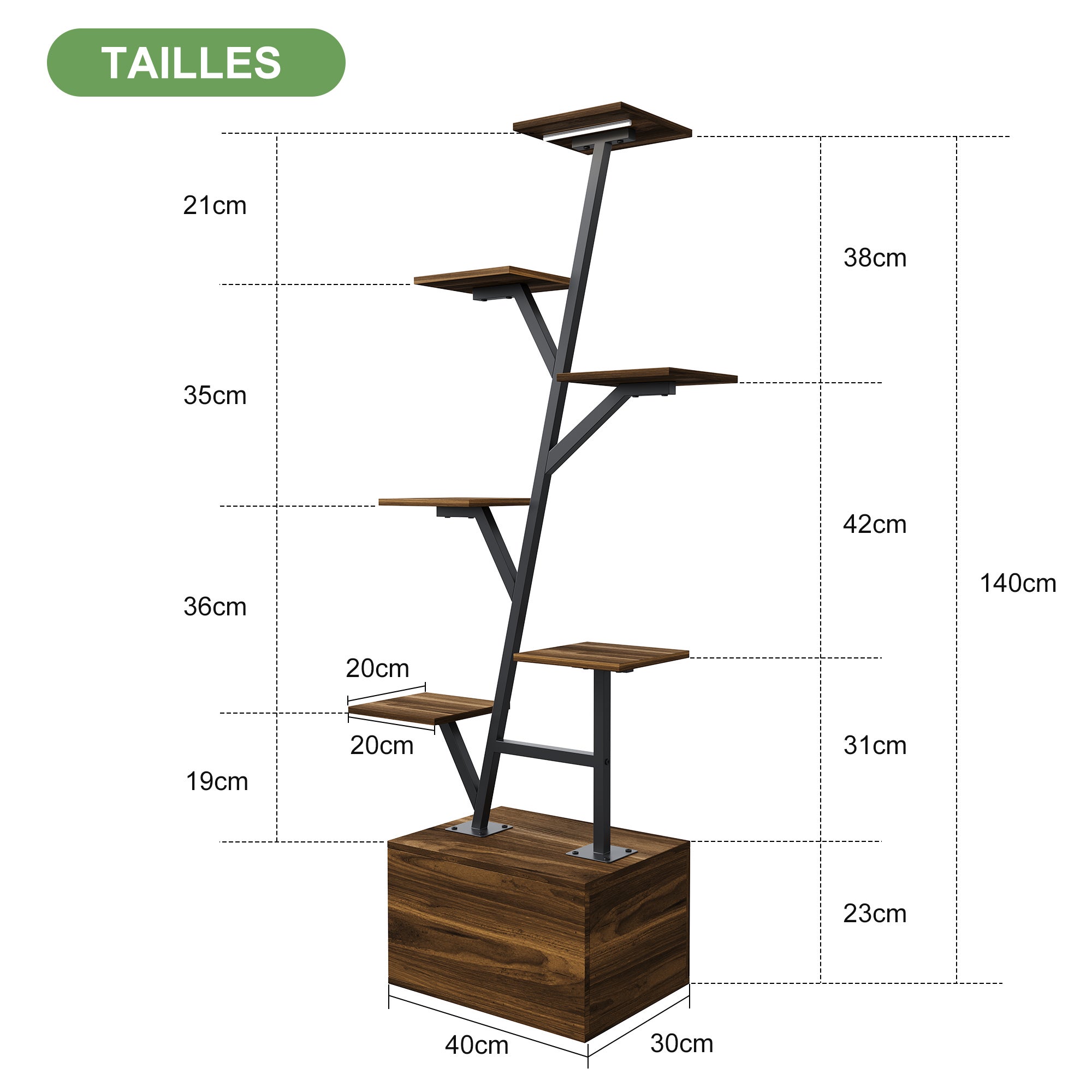 Support Plantes Intérieur avec Lampe de Croissance, Lot de 2, Étagère Porte Plantes 12 Niveaux Métal, 140 cm de Haut pour Plante D'intérieur - 2