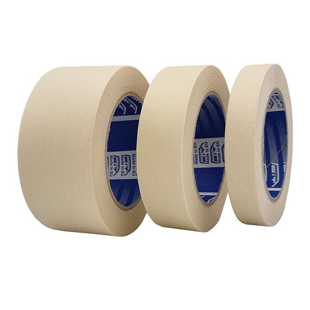 ACIT Kit 3 nastri mascheratura 19mm + 30mm + 50 mm, nastro adesivo in carta, nastro per mascheratura pittura e carrozzeria (Bianco (fino a 60C°))