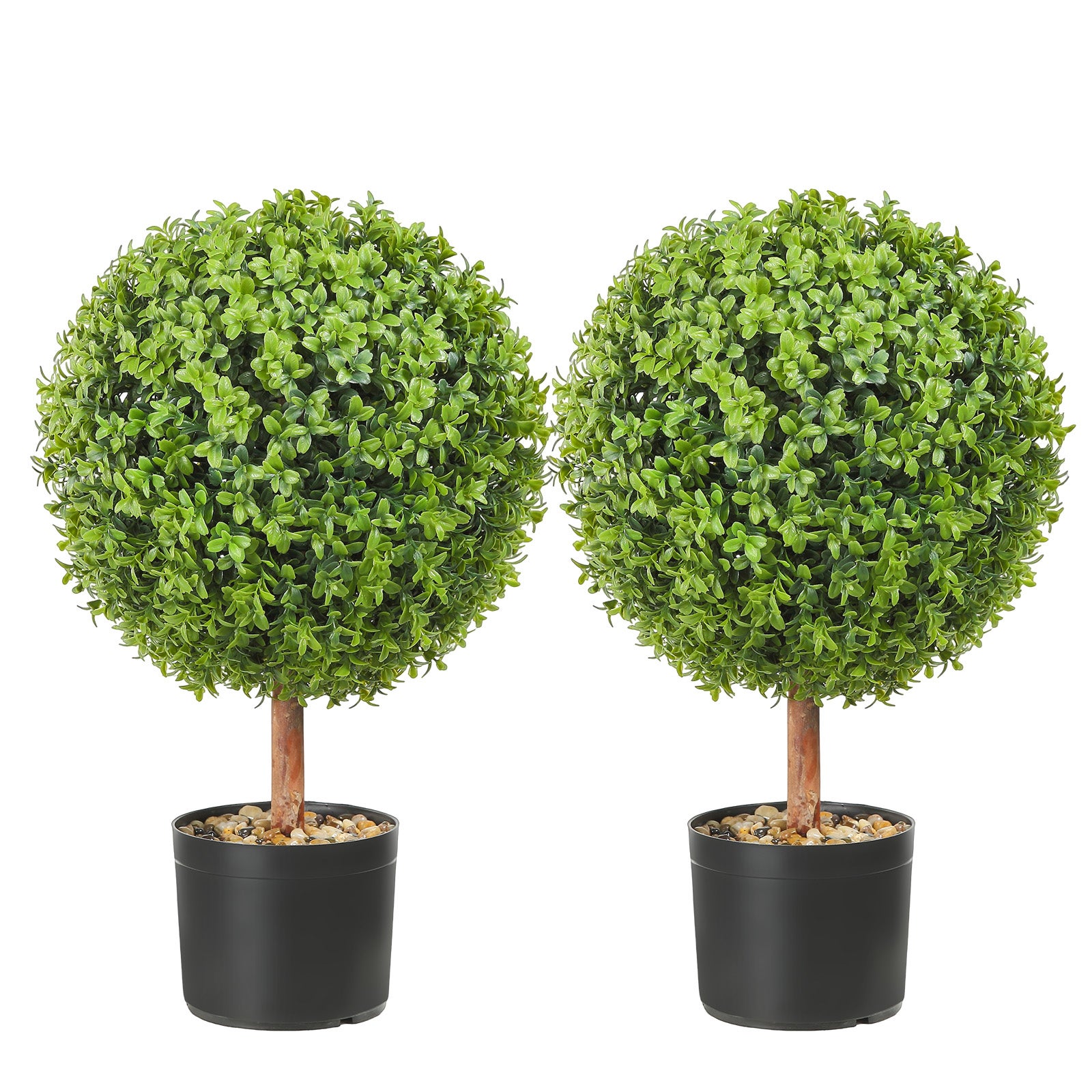 Boule de buis artificielle SucceBuy, lot de 2 topiaires 559 mm, largeur 365 mm, plantes déco avec papillons, intérieur extérieur - 9