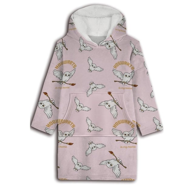 Couverture polaire portable en peluche rose Harry Potter Hedvig, poncho
