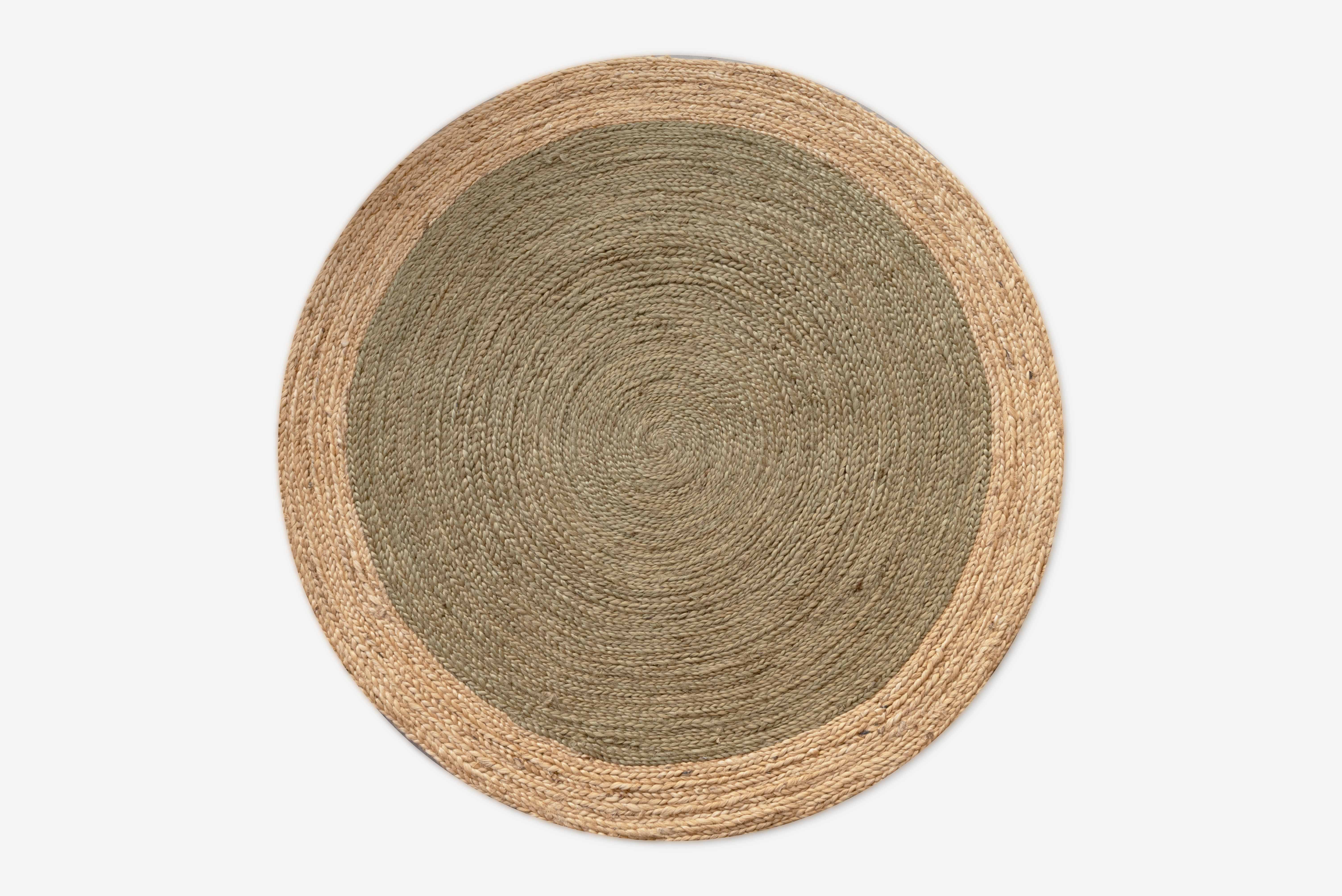 TAPIS ROND EN JUTE NATUREL ET VERT POIDS ÉLEVÉ Ø140CM | Leroy Merlin