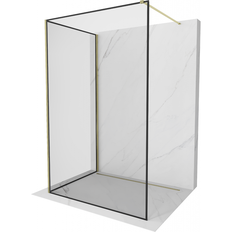 Mexen Kioto ścianka prysznicowa Walk-in 120 x 70 cm, czarna ramka, złota - 800-120-212-50-70-070