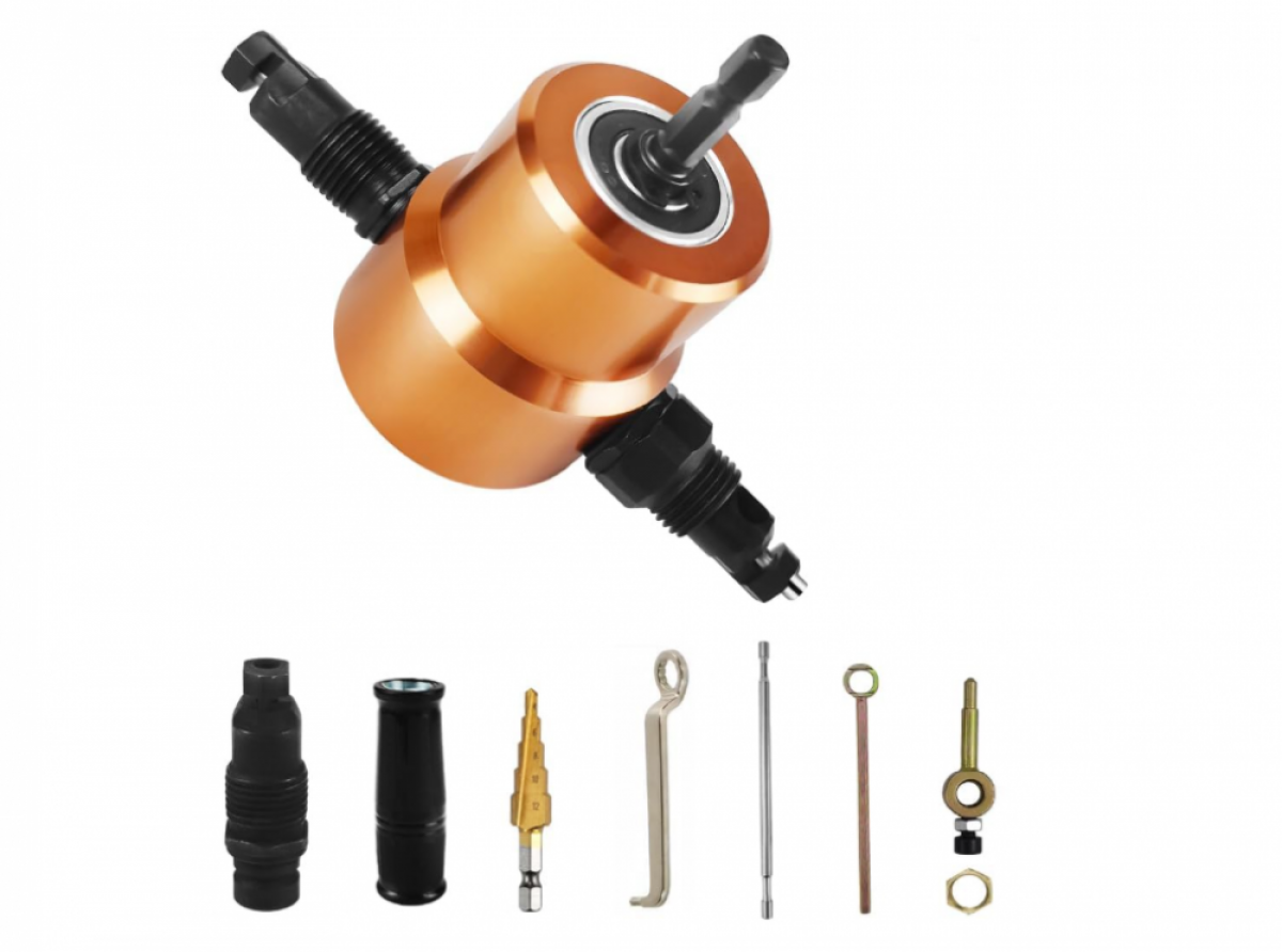 Set Grignoteuse Tôle, Double Tête Découper Coupe-plaque De Perceuse Electrique Outils De Tolerie Reglable A 360 Degres Coupe Plaque Sur Perceuse Pour Plupart Des Metaux E Profiles Complexes 87782698