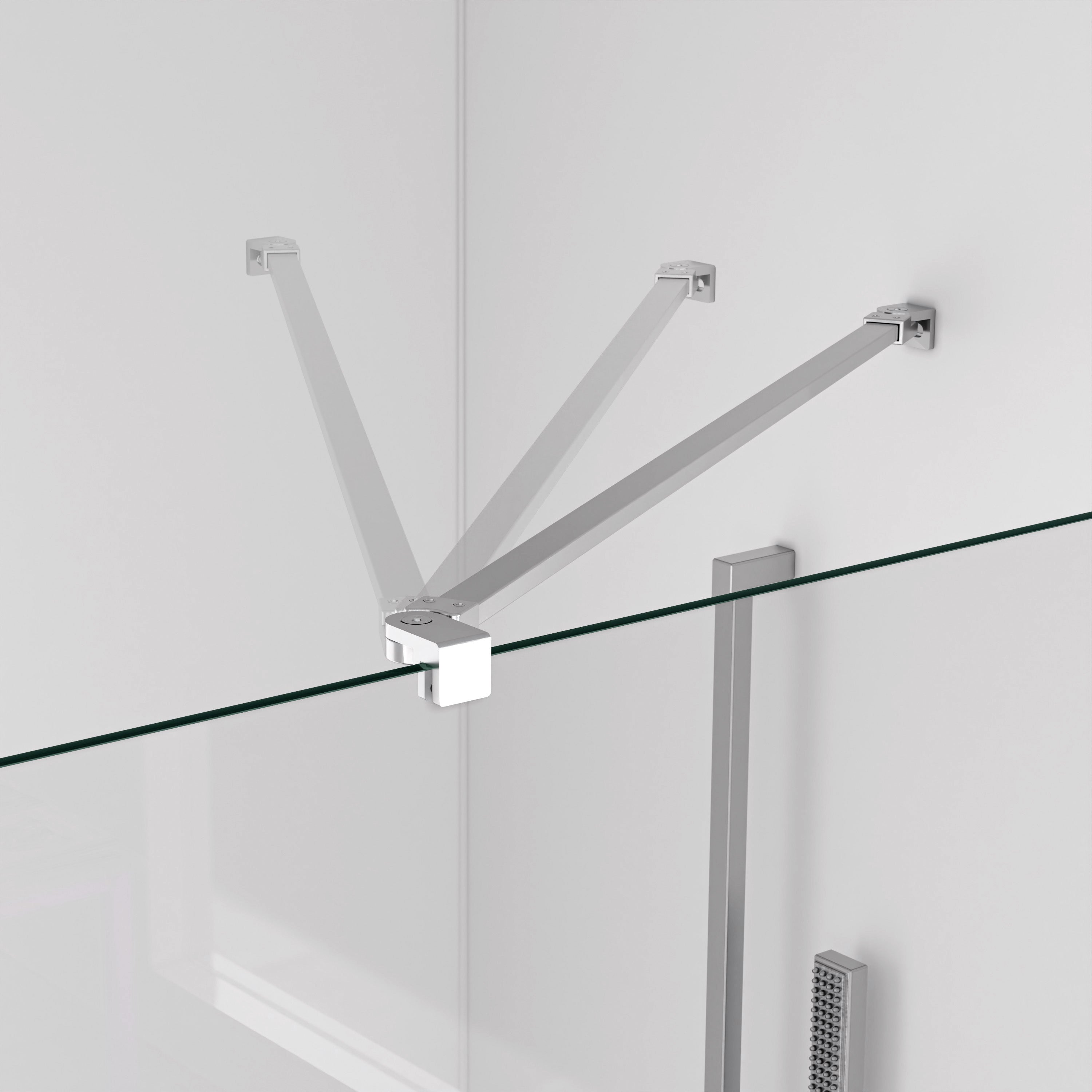 BELLOBATH - Divisória de duche frontal com painel fixo - Transparente - Perfis em prata brilhante - Largura adaptável 88-90 cm - Alto 195 cm - 2