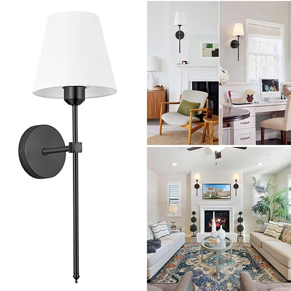 1 sztuka kinkietów ściennych, kinkiety industrialne, nie zawiera źródła światła, oprawka E26 - czarny