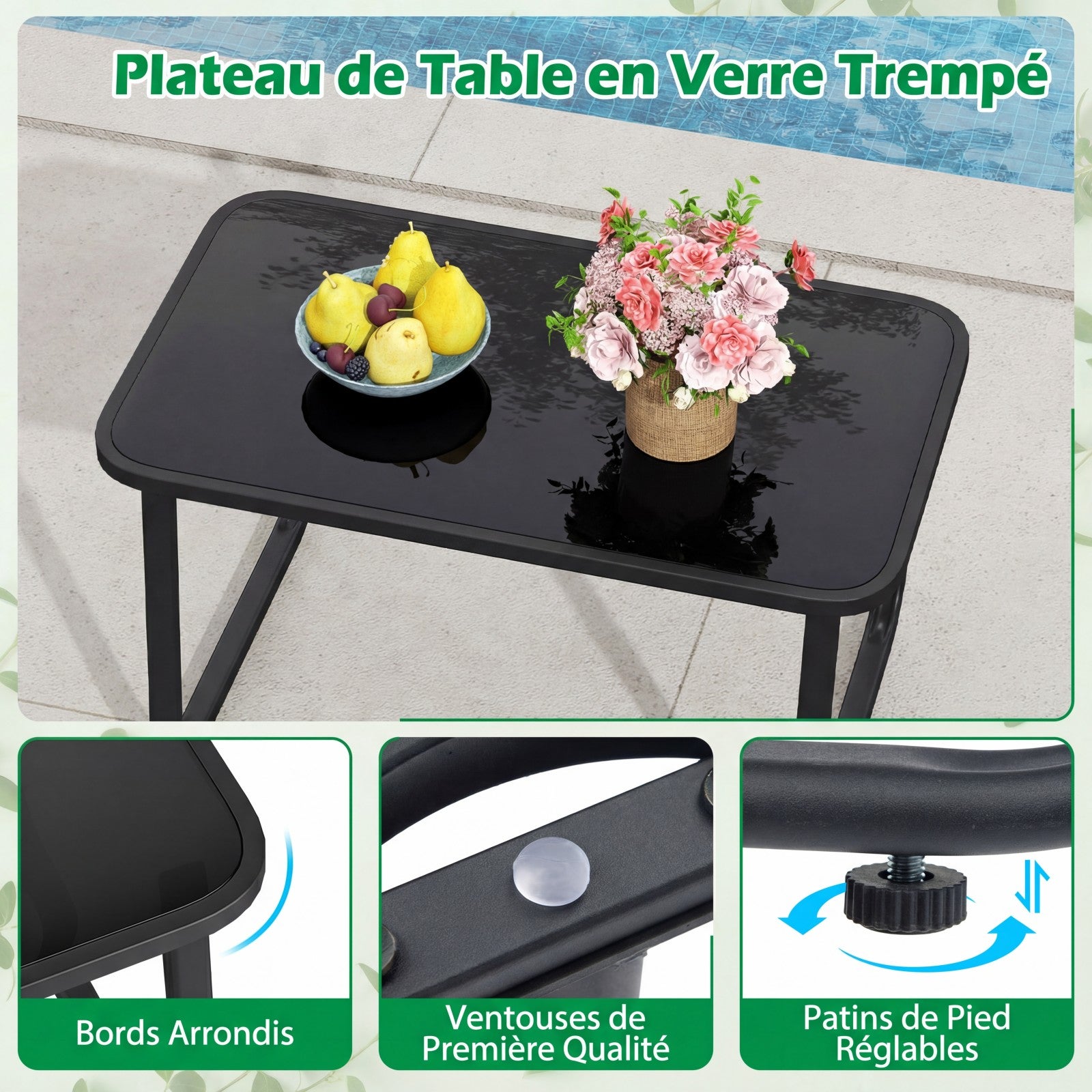 Conjunto de lounge para jardim exterior para 4 pessoas com almofadas amovíveis, conjunto de 4 peças com sofá de jardim, cadeiras e 1 mesa - 6