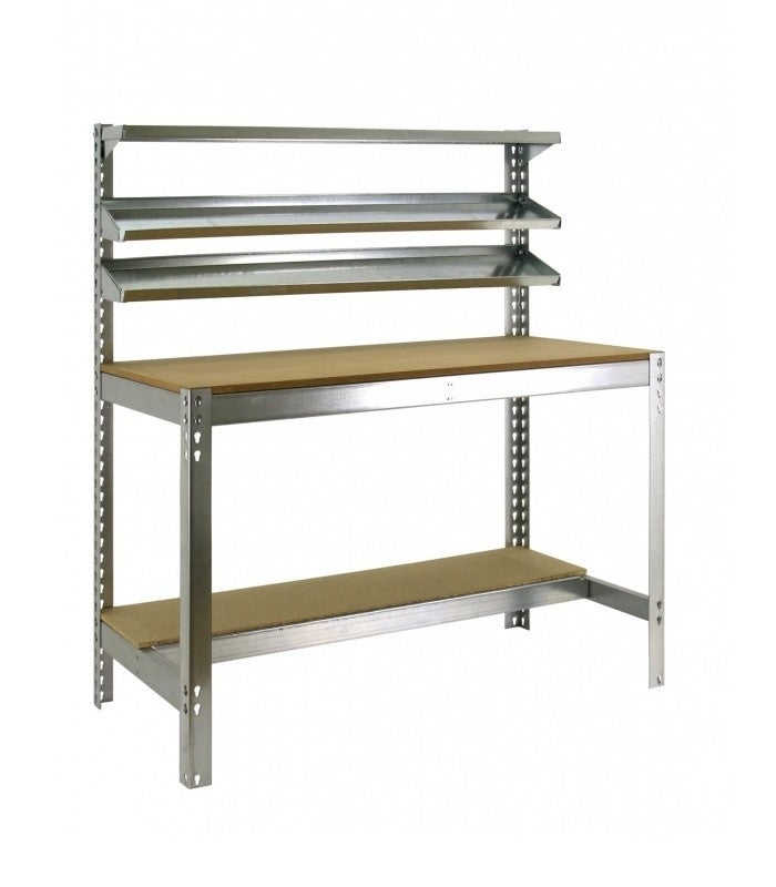 Établi D'Atelier SimonRack - 600 Kg De Charge, 3 Étagères, Plan De Travail En Bois, Galvanisé - 3