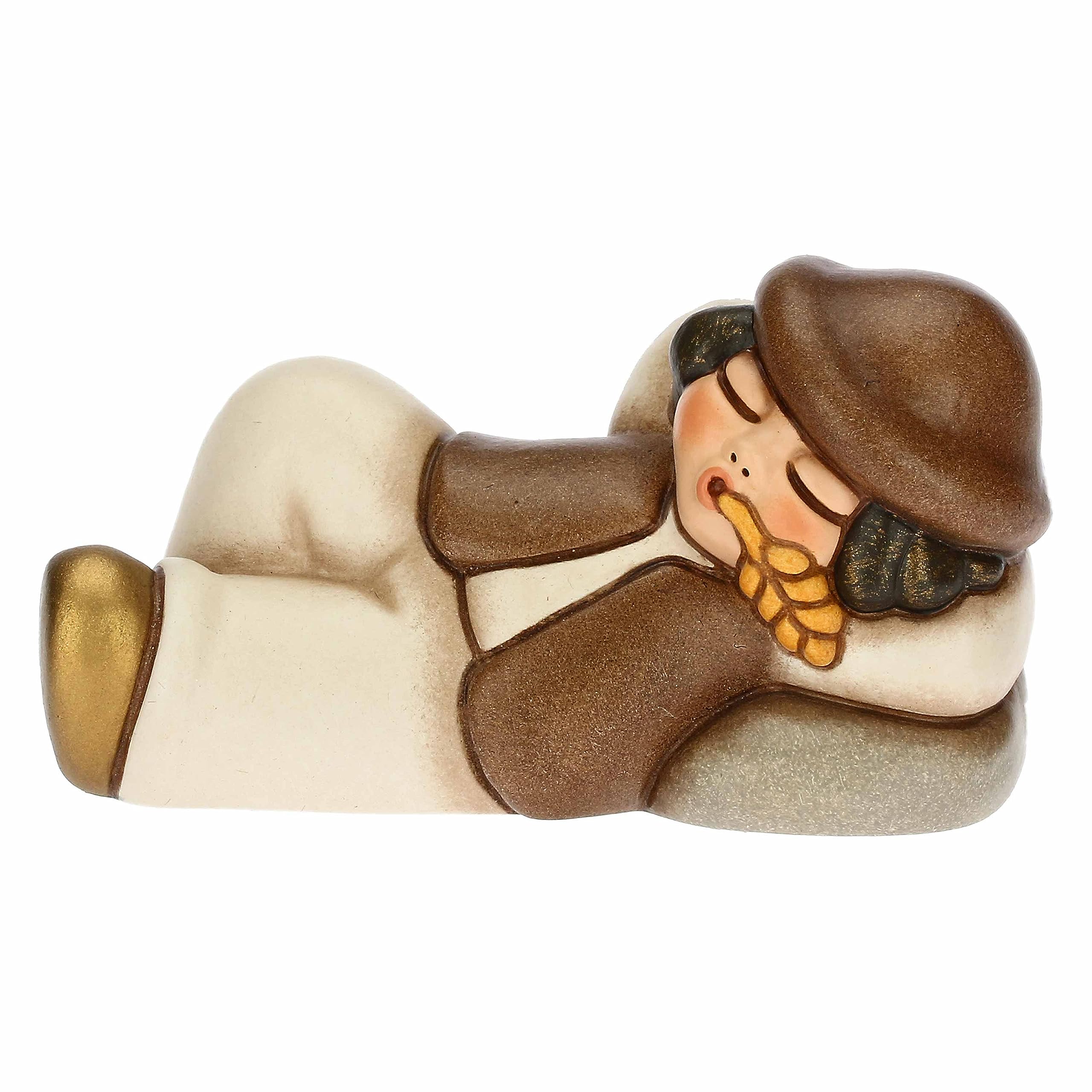 Pastore Dormiente In Ceramica THUN - Decorazione Presepe Natale, 8.3x3.9x5 Cm, Bianco